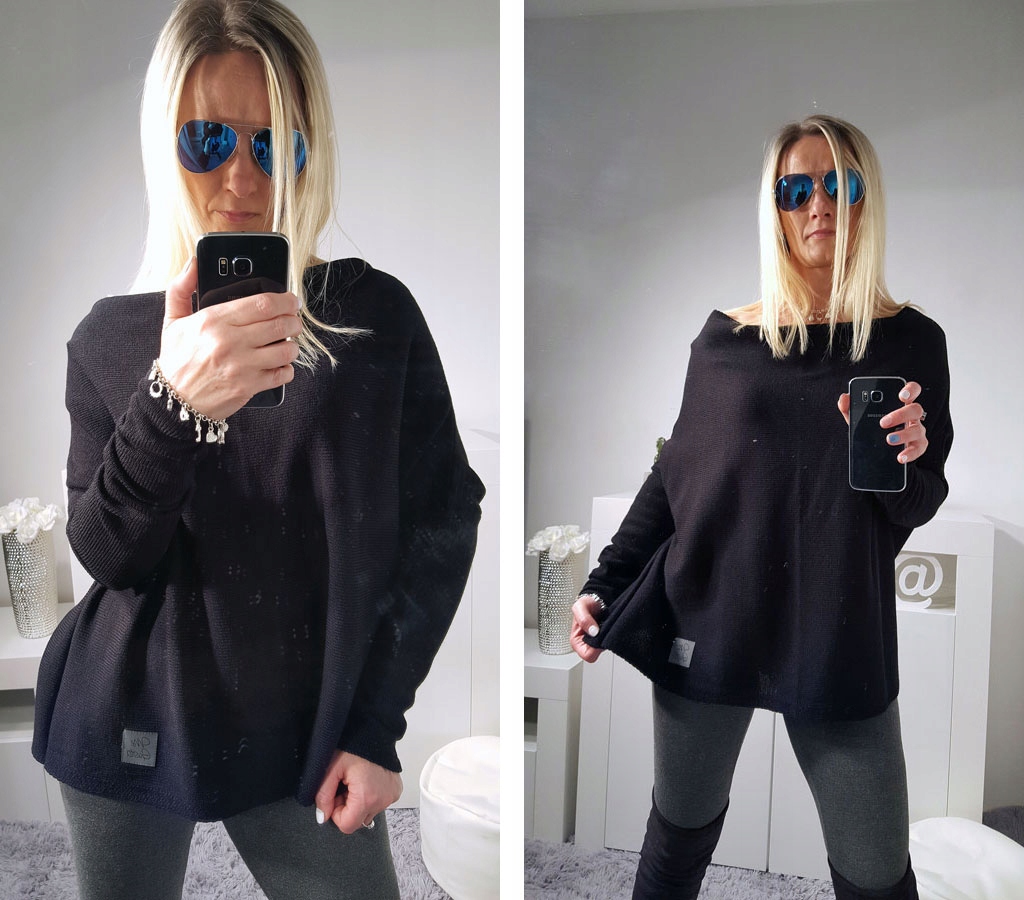 

Sweterek Oversize Tunika Sweter Wool Odkryte Ramię