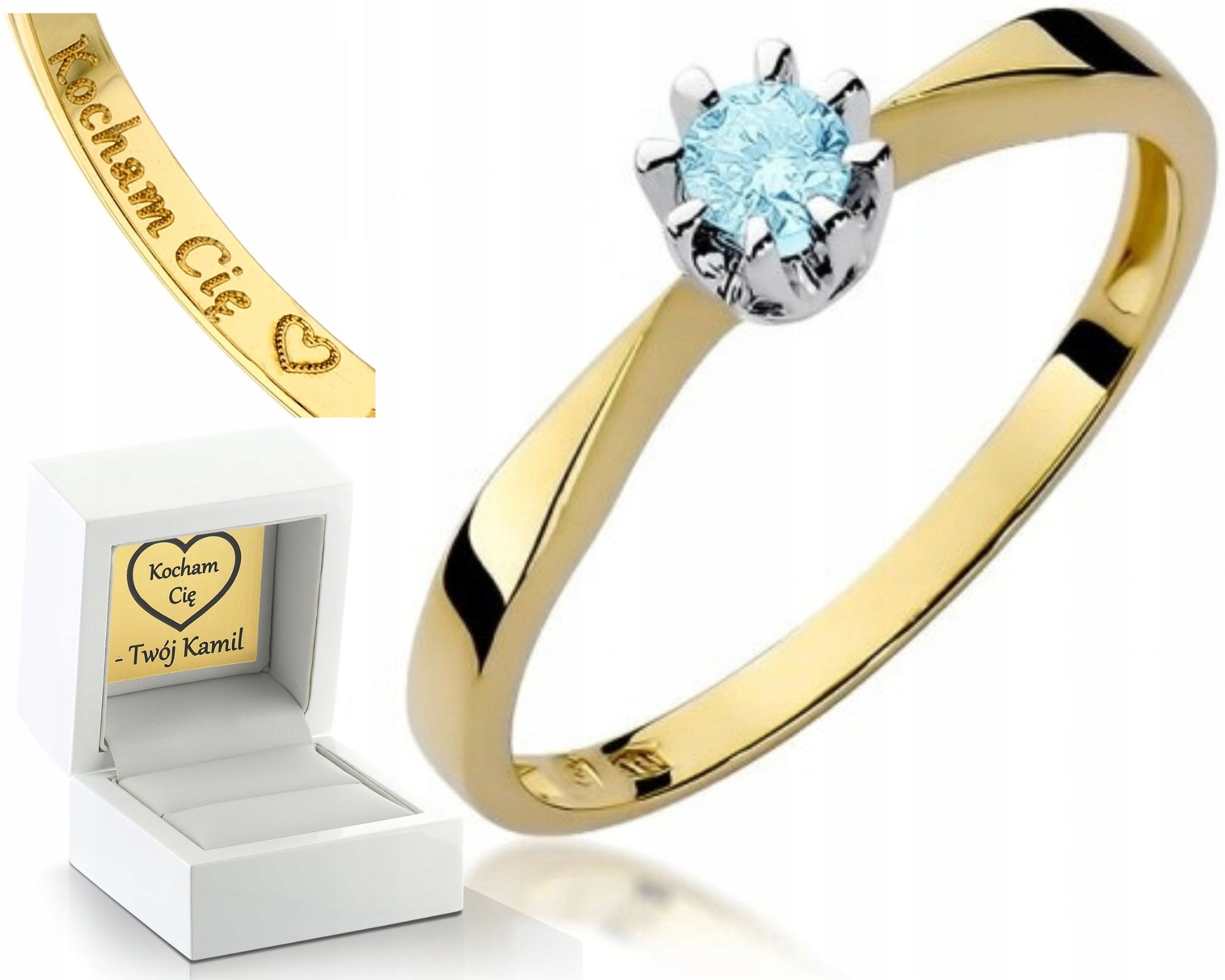 Zlatý Prstýnek S Topazem Gravírování Bonus 0,585