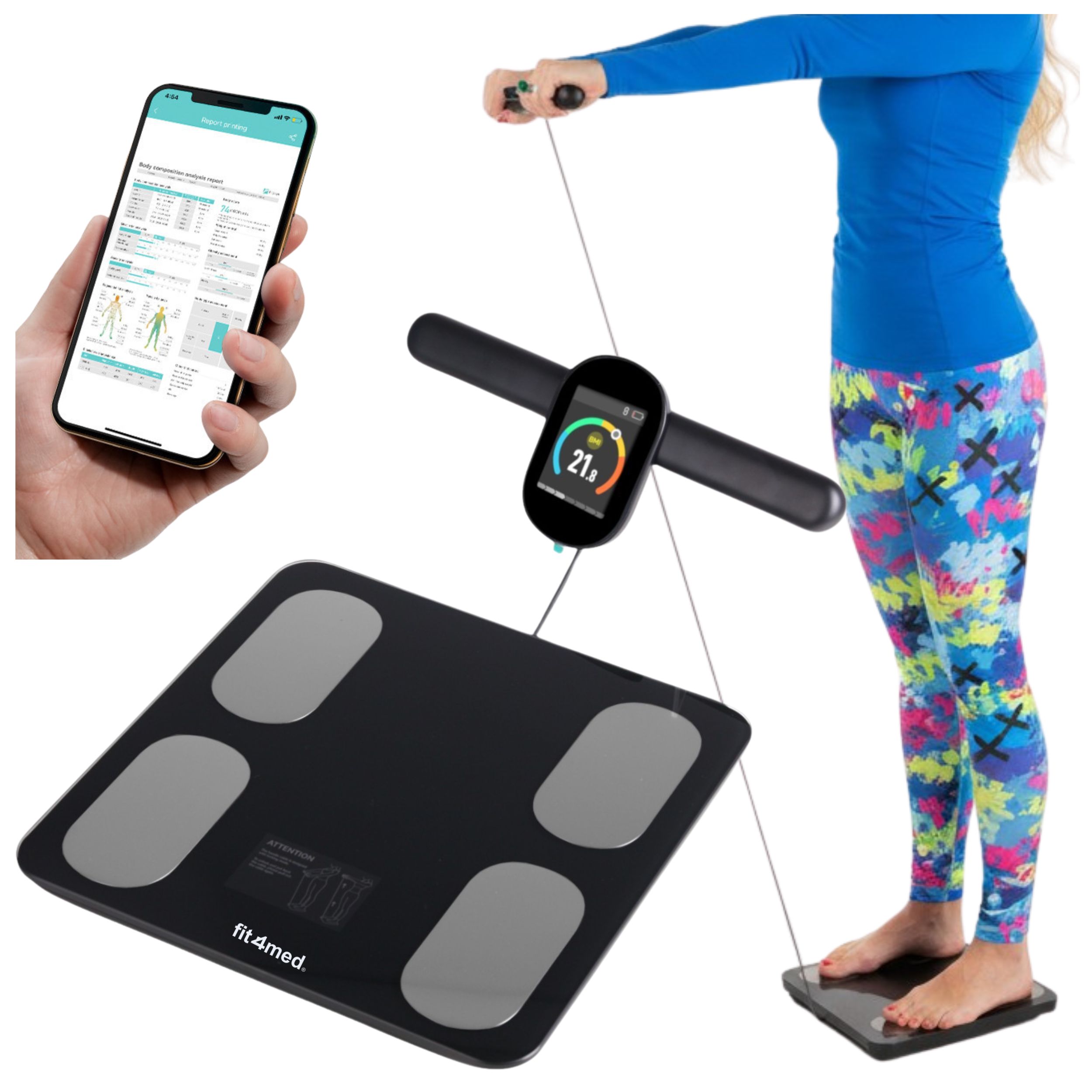 Waga z analizą składu masy ciała inteligentna bluetooth analizator do 180kg