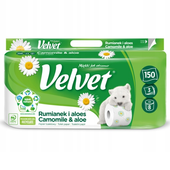 

Papier toaletowy Velvet Rumianek 8x18,3m|3war|cel*