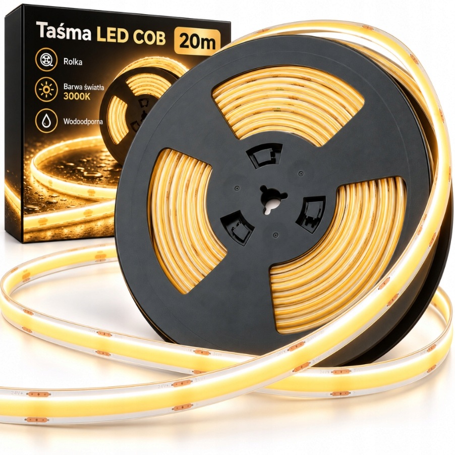 Led pásek Cob 20 m 3000K 24V IP67 teplá bílá pro koupelnu a podsvícení