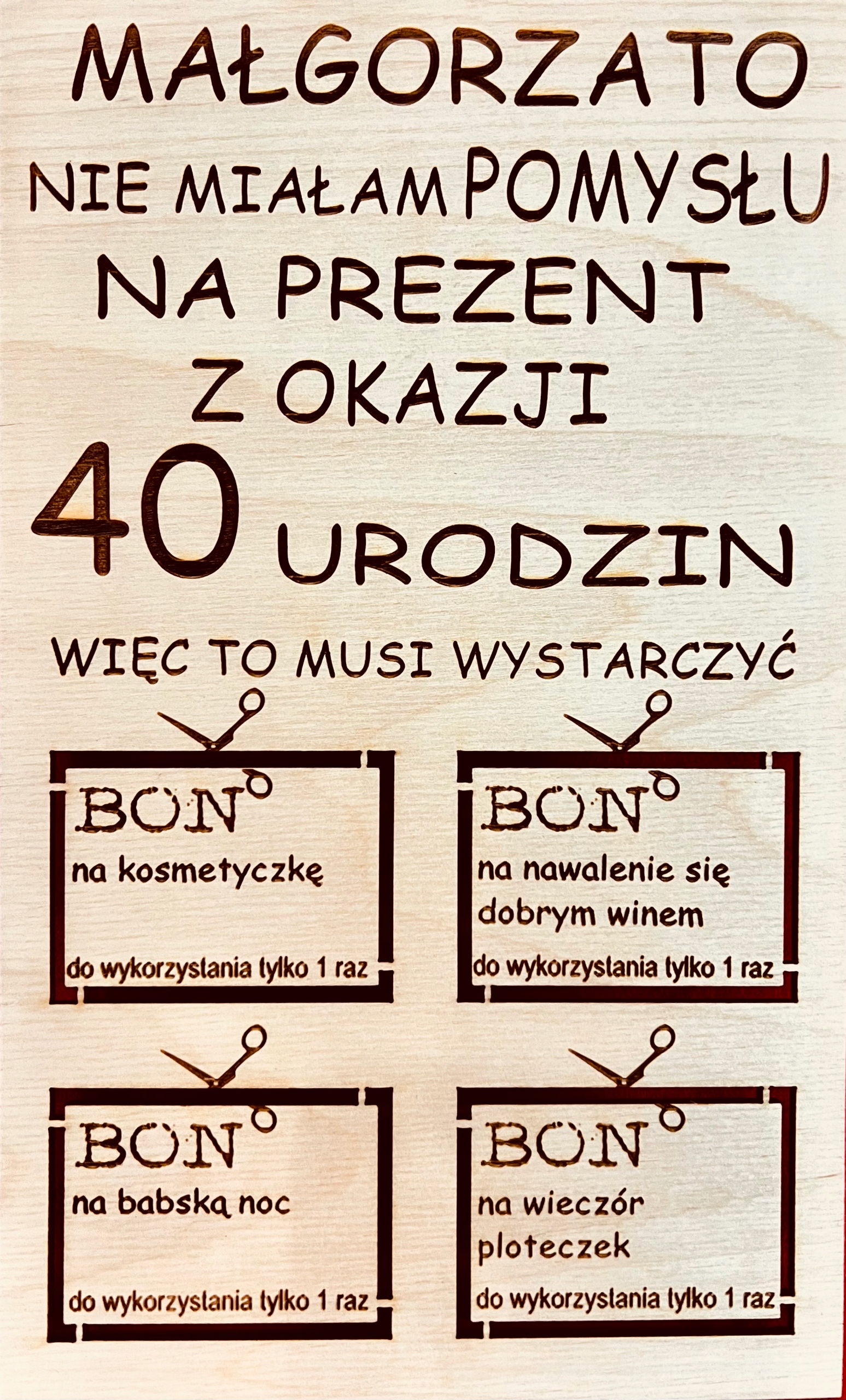 

Pomysł urodziny 18, 30, 40, 50, grawer.
