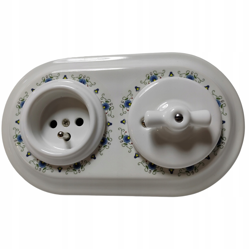 Ramka ceramiczna do gniazd i włączników ANTICA FOLK RETRO biała 2 Marka Alkri-Light