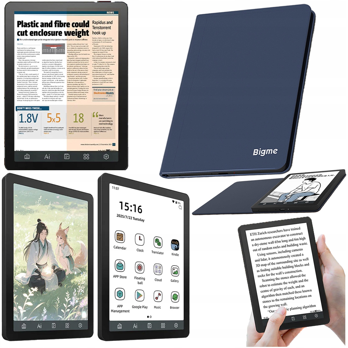 Bigme B6 Čítačka e-knih 4/64 Gb 6" E-ink farebný podsvietený dotyk puzdro