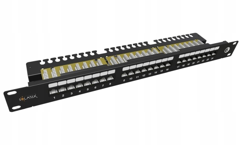 Patch panel Solarix 24 x RJ45 CAT6 Utp s vyvazovací lištou 1U SX24L-6-UTP-B