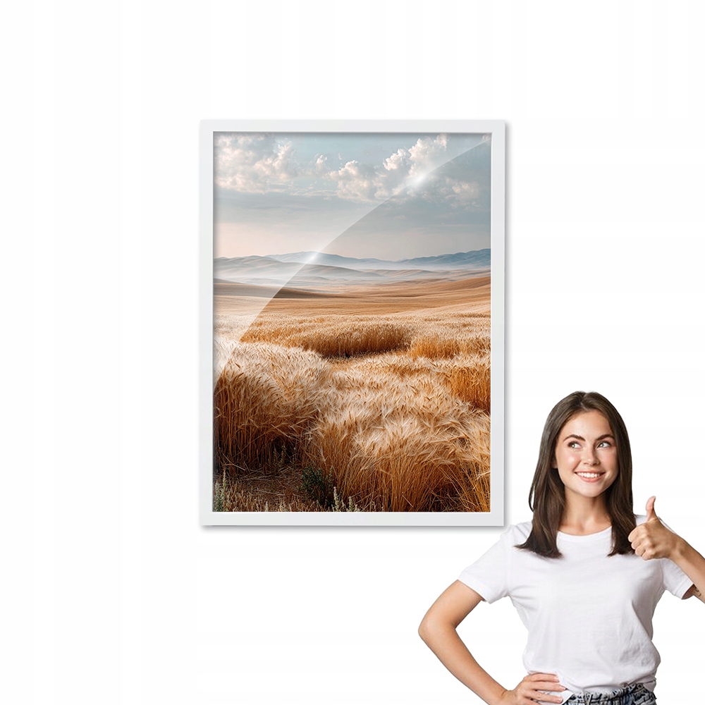 Obraz s rámečkem vzor Boho Moře Obiloviny bílý rámeček 50x70 do kuchyně