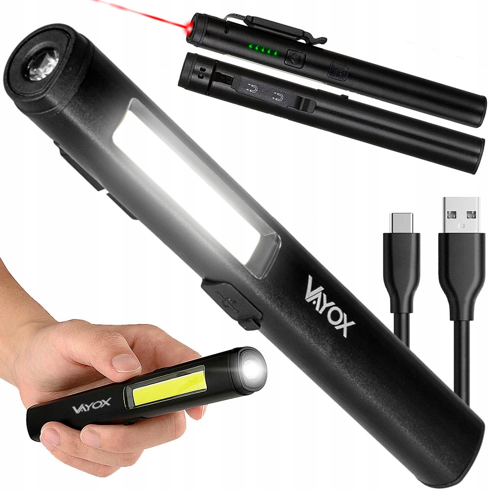 

Lampa Led Latarka Uv Laser Warsztatowa Usb Vayox