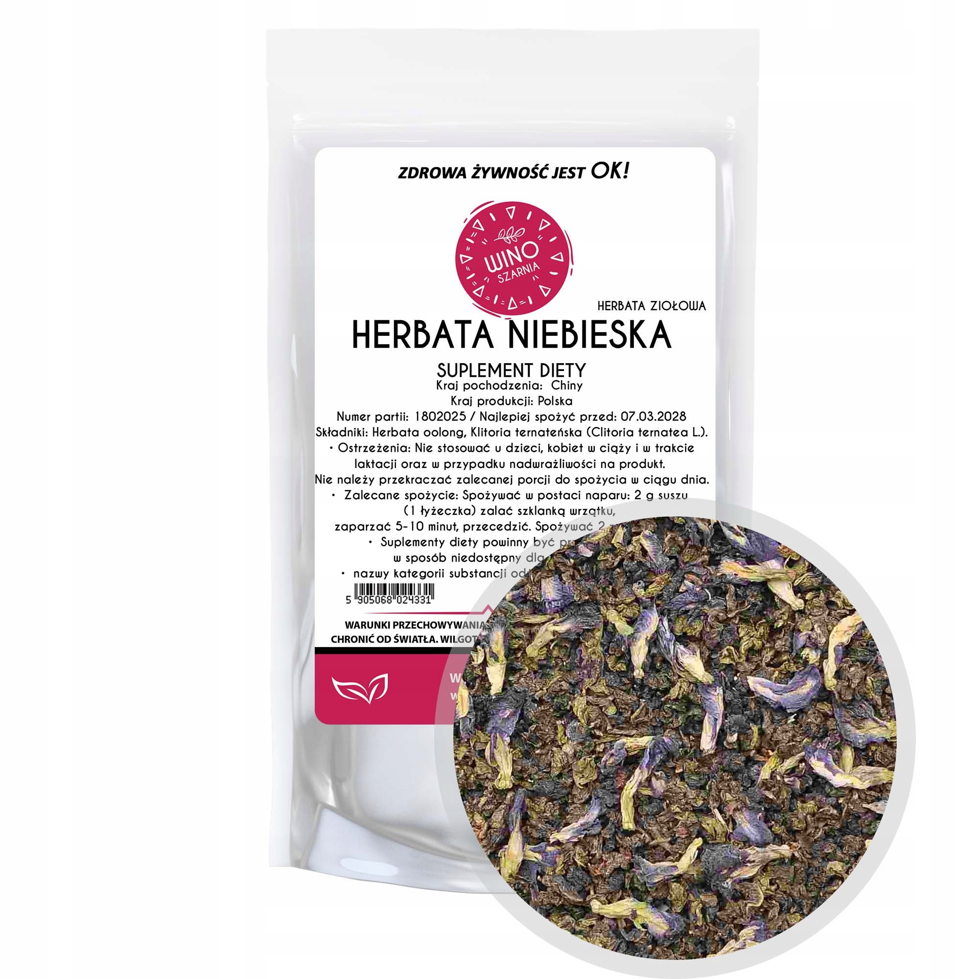 Čaj Oolong Modrý s květem kliniky Butterfly Pea 500 g