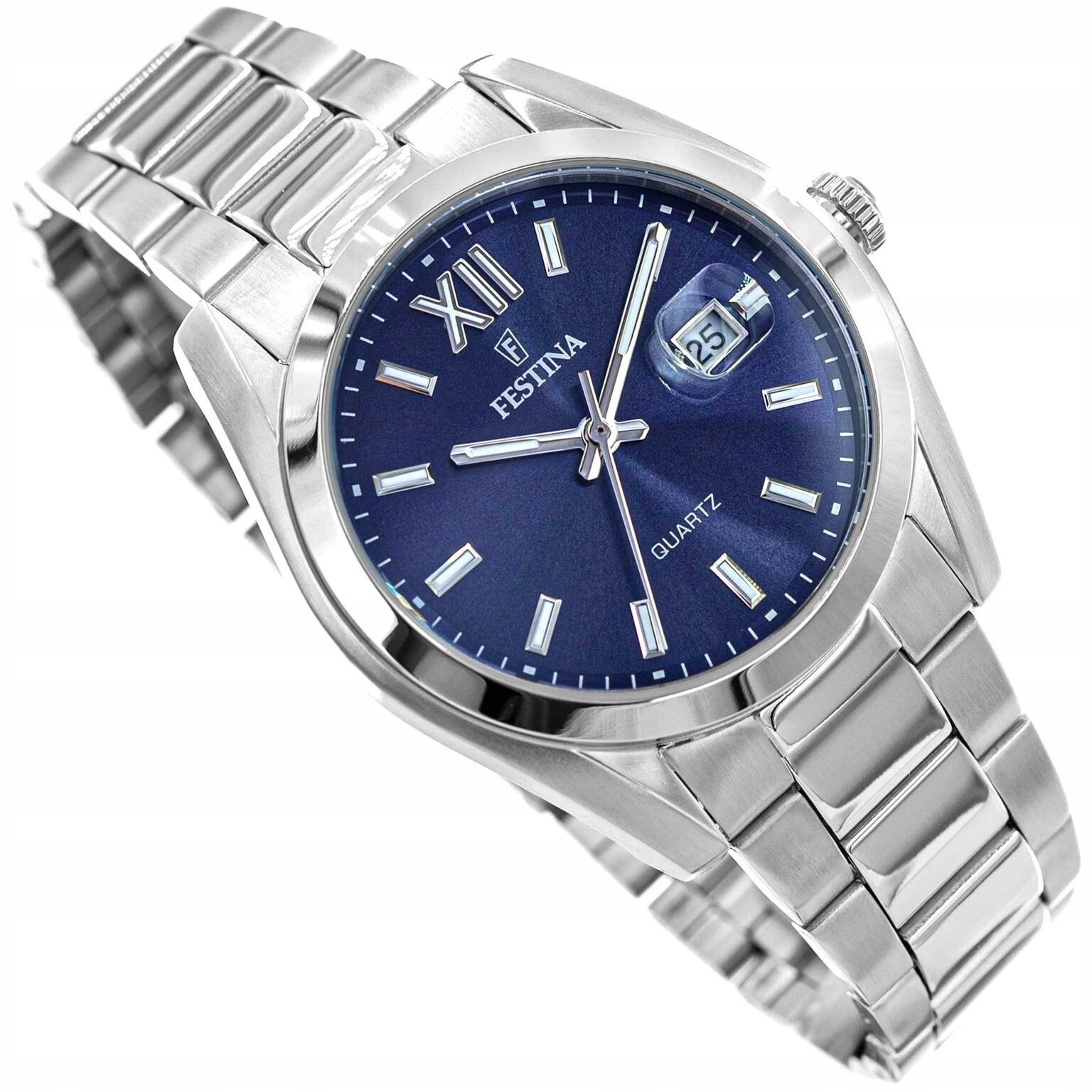 Pánské Hodinky Festina F20707/7 Classic Stříbrné Na Náramku Datumovka