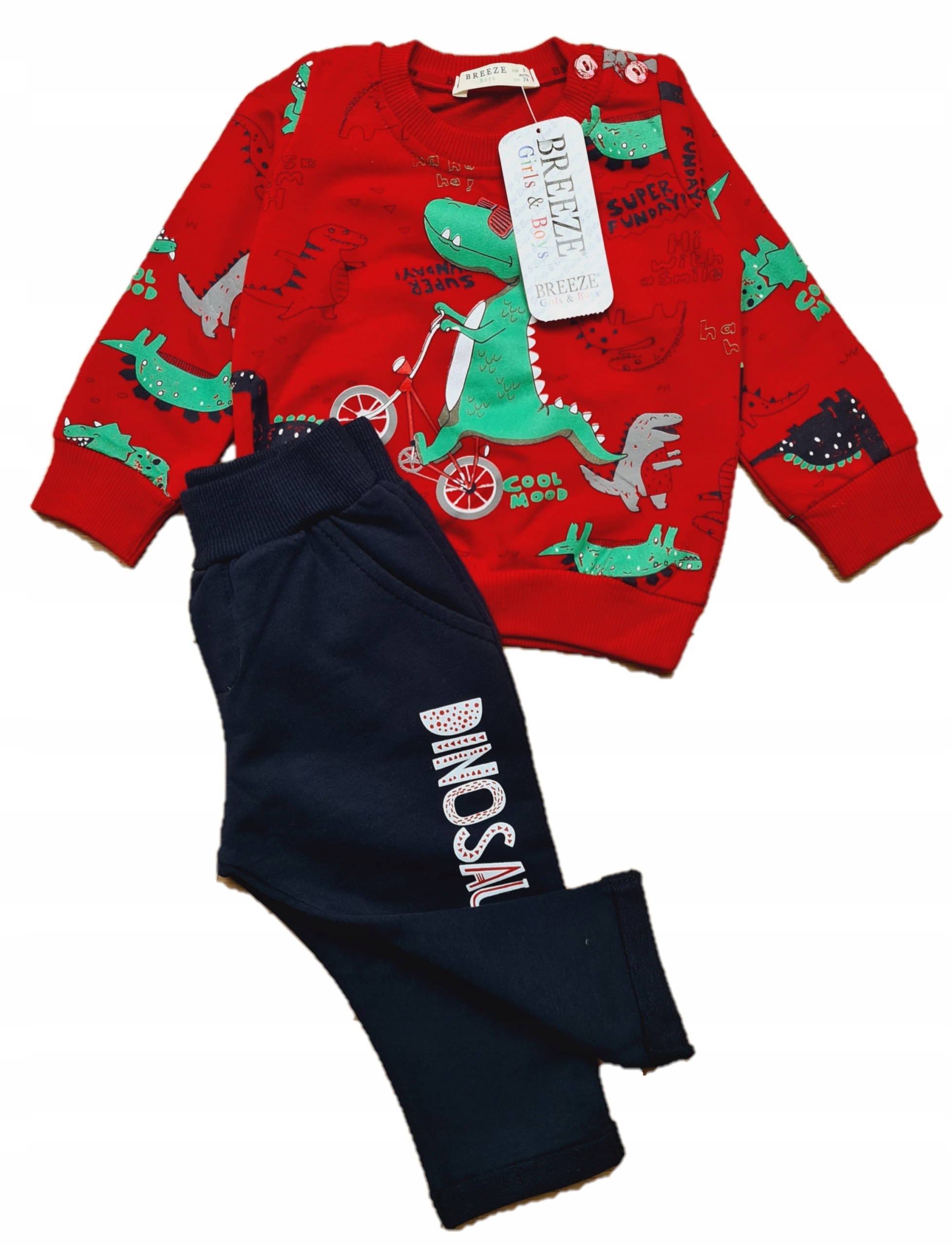 

Dres 74 bluza+spodnie Czerwony Dinozaur komplet