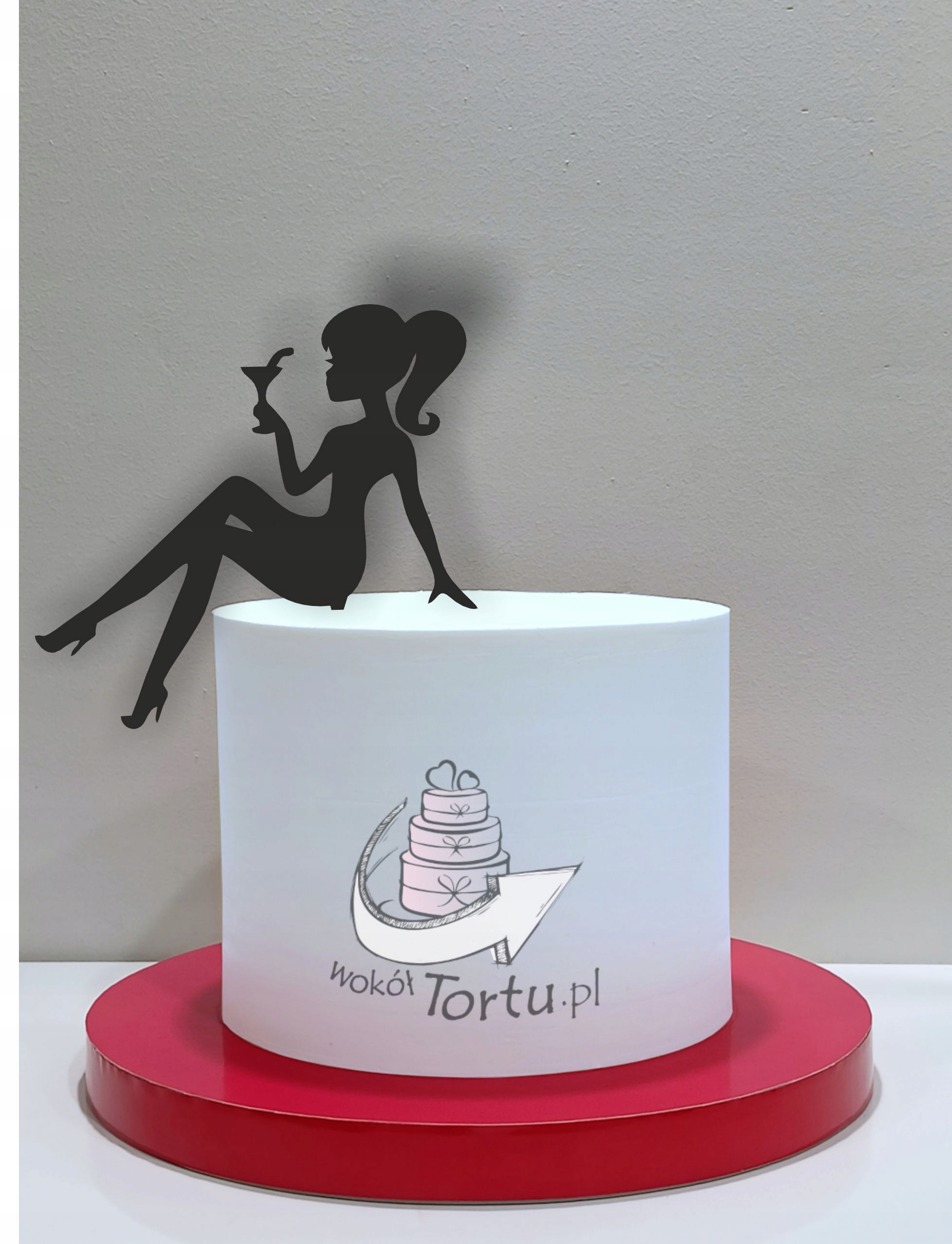 Topper na tort Kobieta, Urodziny, Pani - Czarny