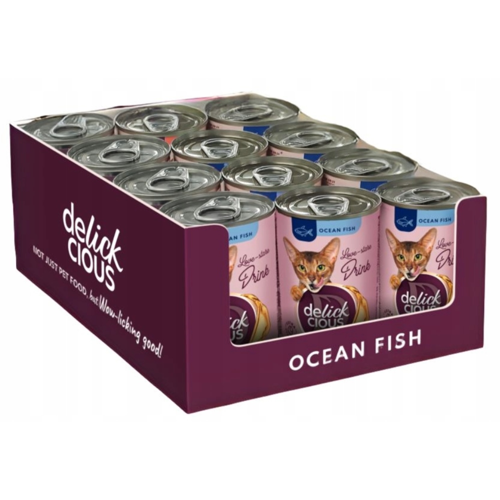 Levně Delickcious Kočičí Doplněk Stravy s Oceánskými Rybami 12x140g