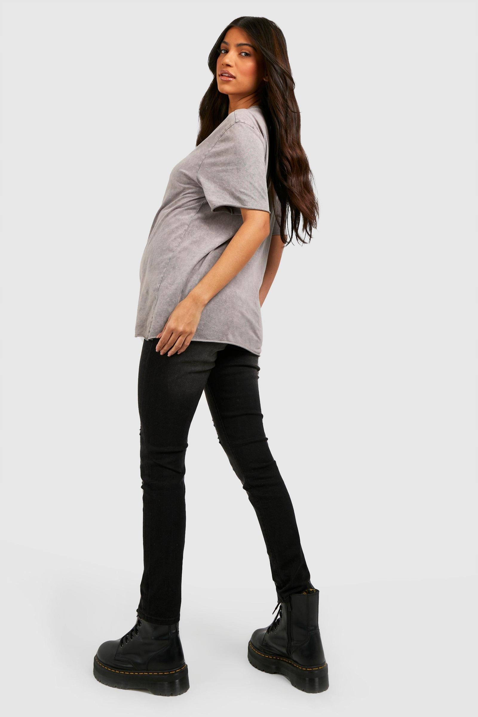 BOOHOO CIĄŻOWE CZARNE SPODNIE RURKI RIPPED 9T7 NG6__M Rozmiar M