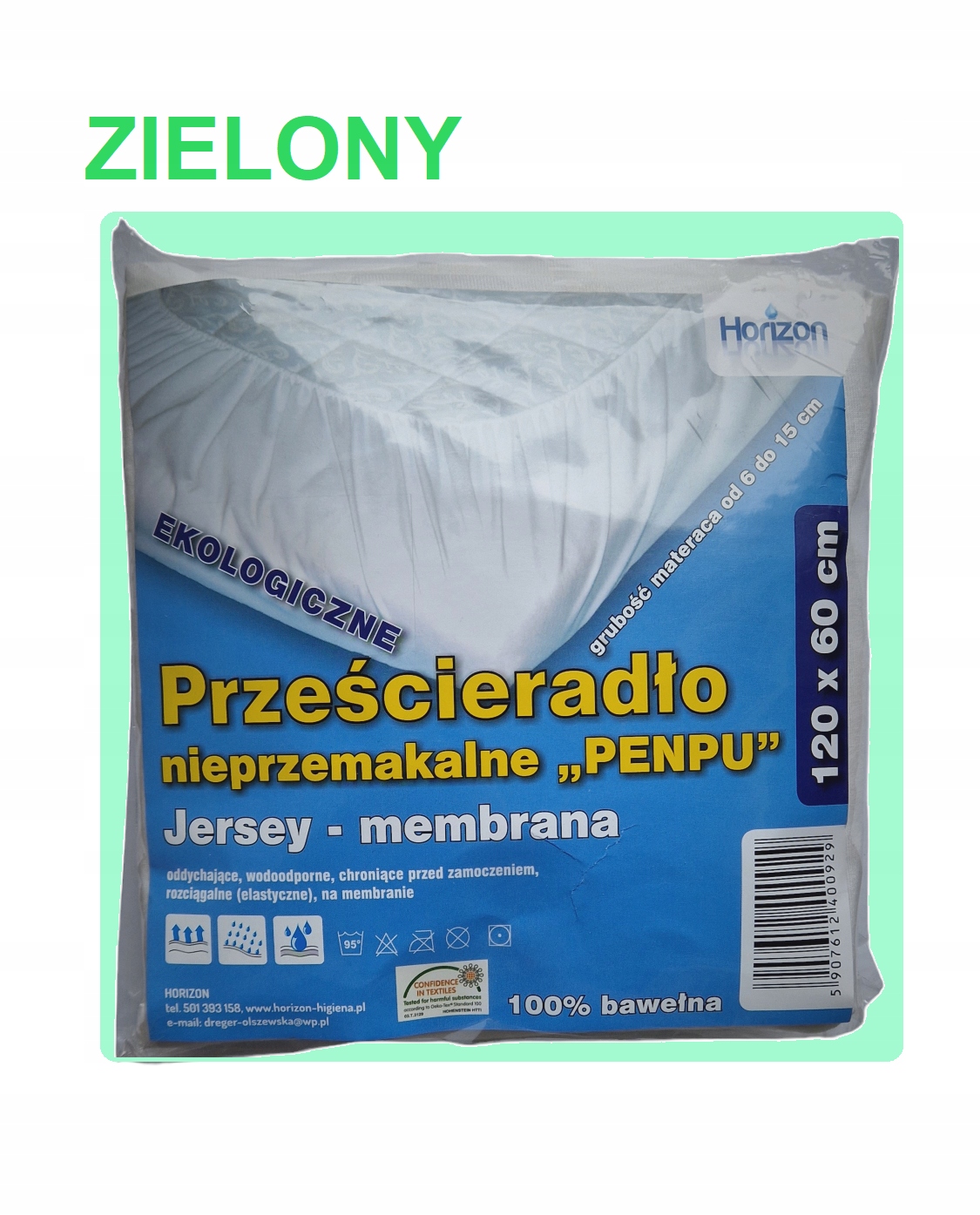 Nepropustné prostěradlo ochranné jersey prostěradlo s gumičkou Premium 60x120 cm Zelené
