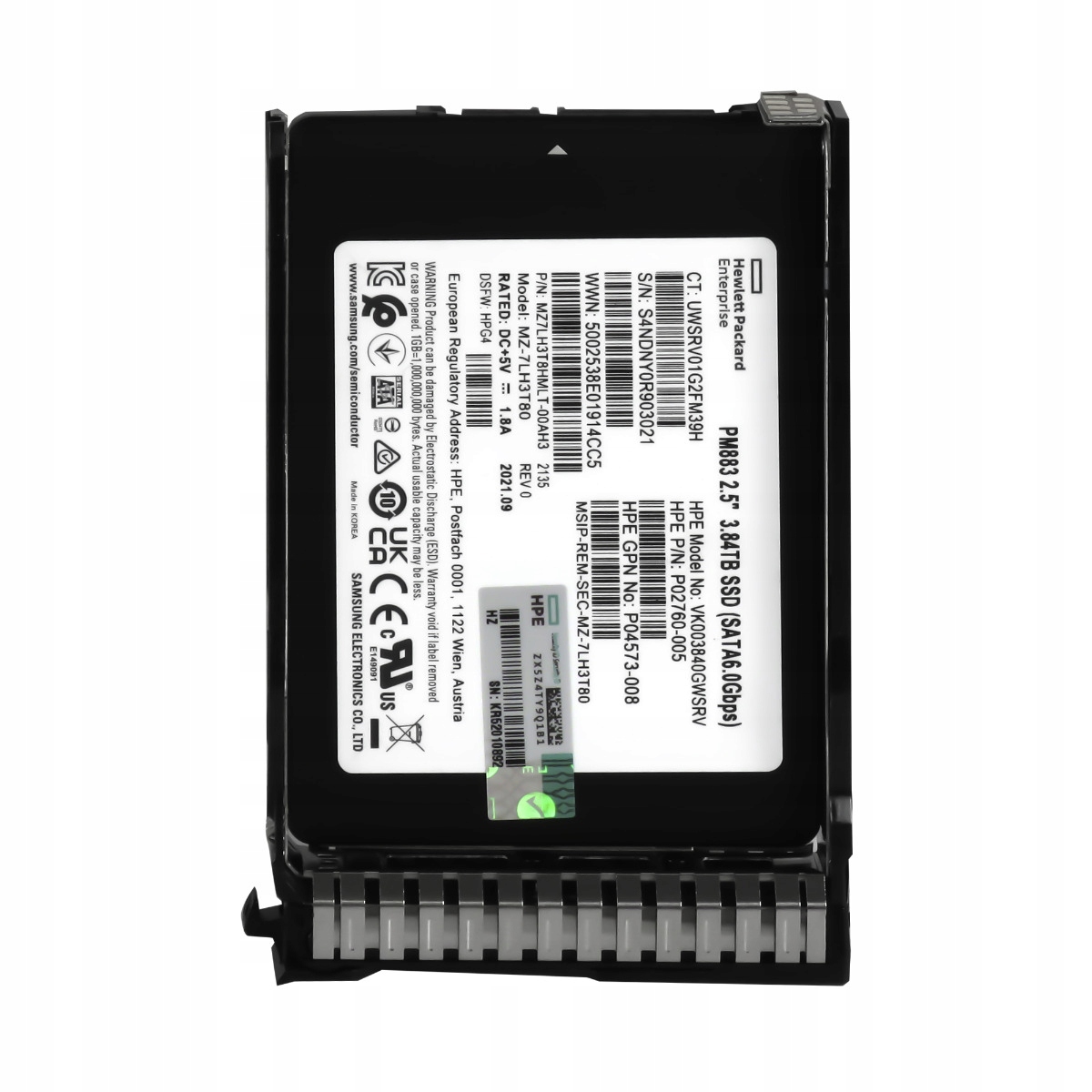 Hp P04573-008 P05323-001 3.84TB Sata III 2.5'' VK003840GWSRV MZ-7LH3T80
