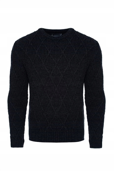 Pánský svetr Elegantní Tlustý Teplý Romby Černý M