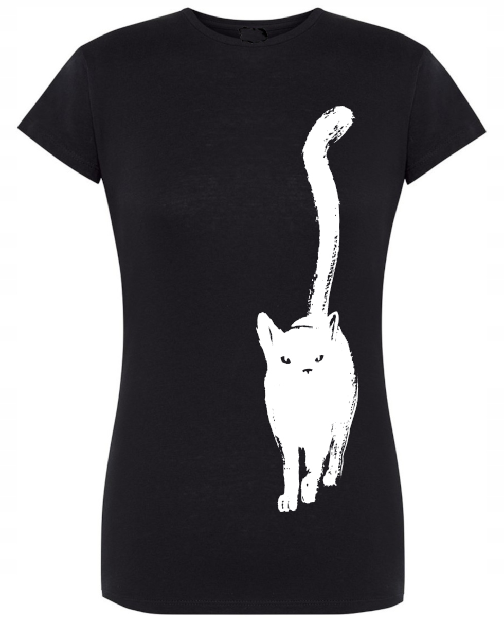 

T-Shirt damski nadruk na boku Kot r.XL