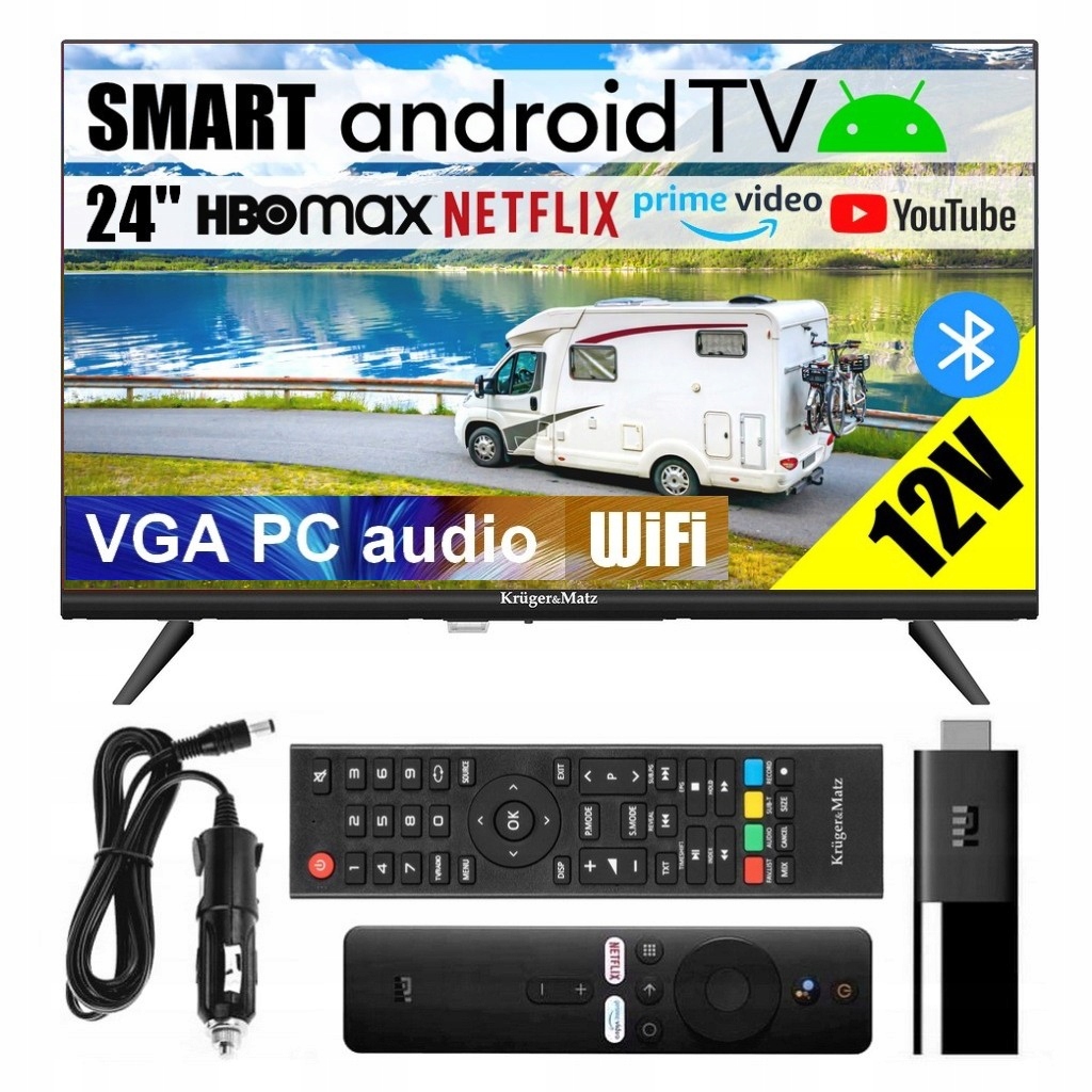 Telewizor do KAMPERA 12V SMART Android TV WiFi BT 24'' HD DVBT2 ...