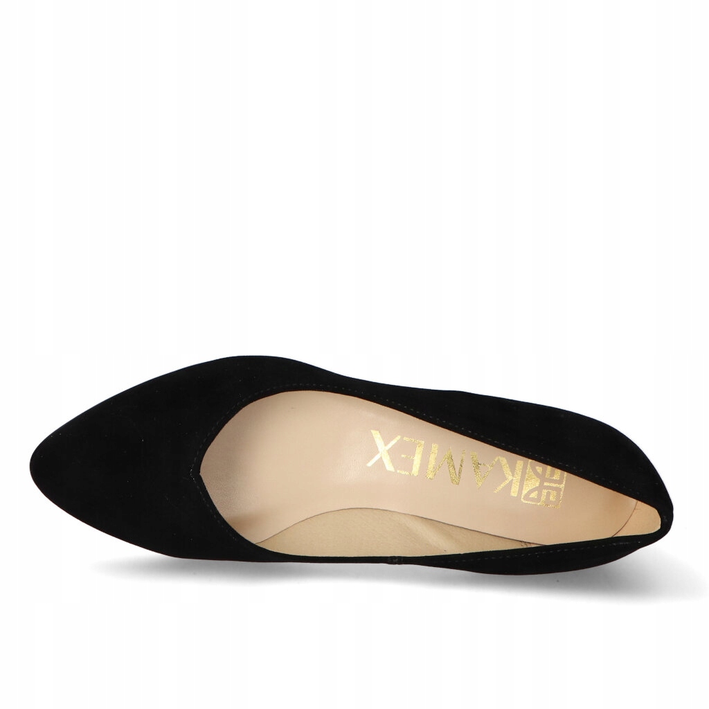 Czółenka Kamex-but 87 Czarne zamsz 38 Wzór dominujący bez wzoru