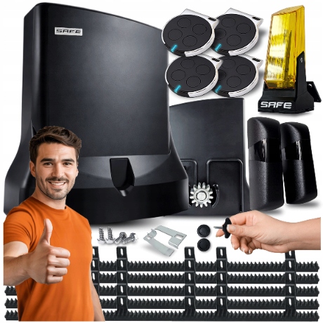 Napęd Do Bramy Przesuwnej Zestaw automat piloty siłownik lampa 800 kg Safe