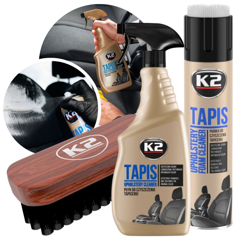 Płyn prania tapicerki samochodowej auta czyszczenia pianka i szczotka K2
