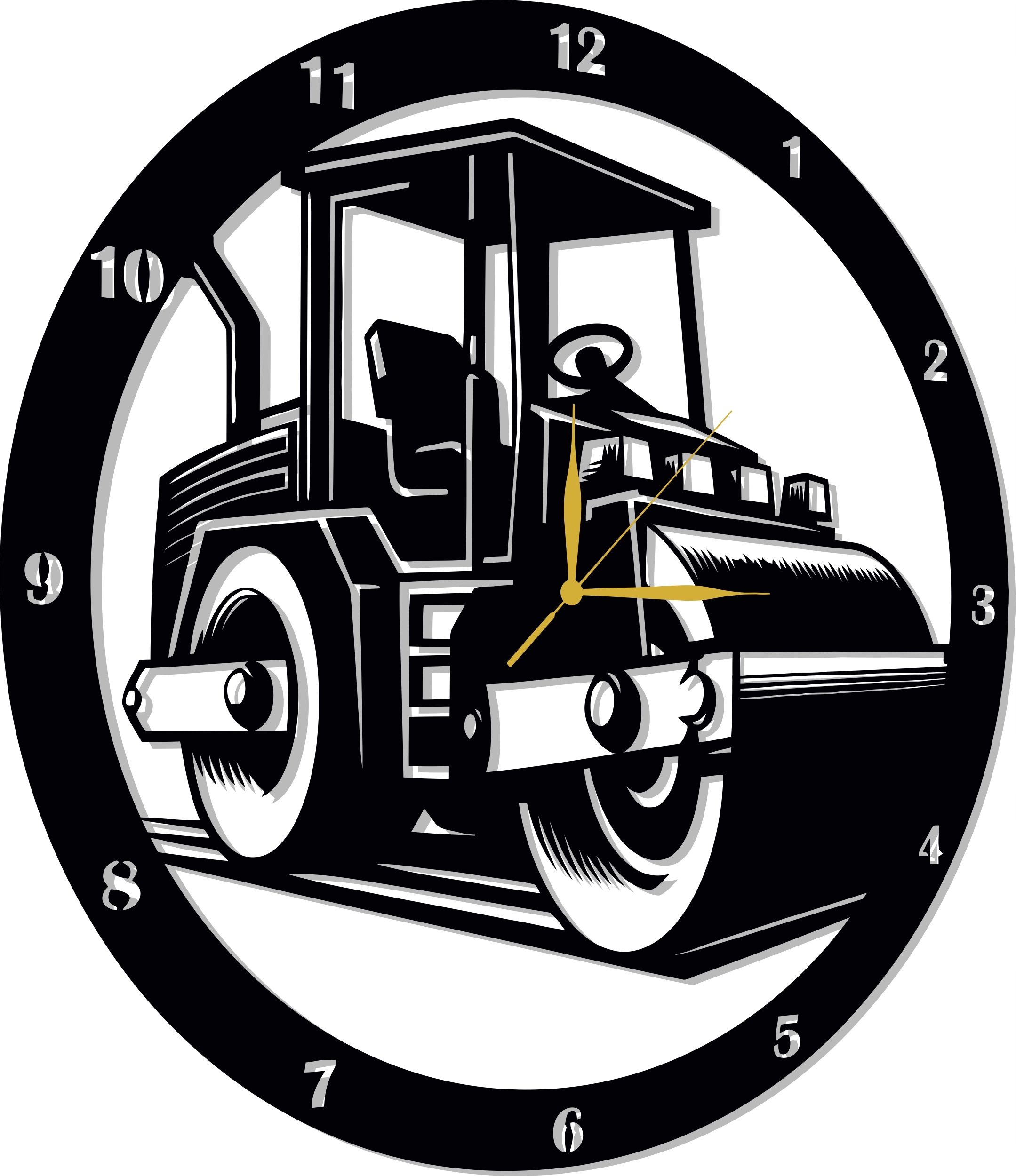 Nástěnné Hodiny Válec Pro Řidiče Silničního Válce Dárek 50 CM 3D