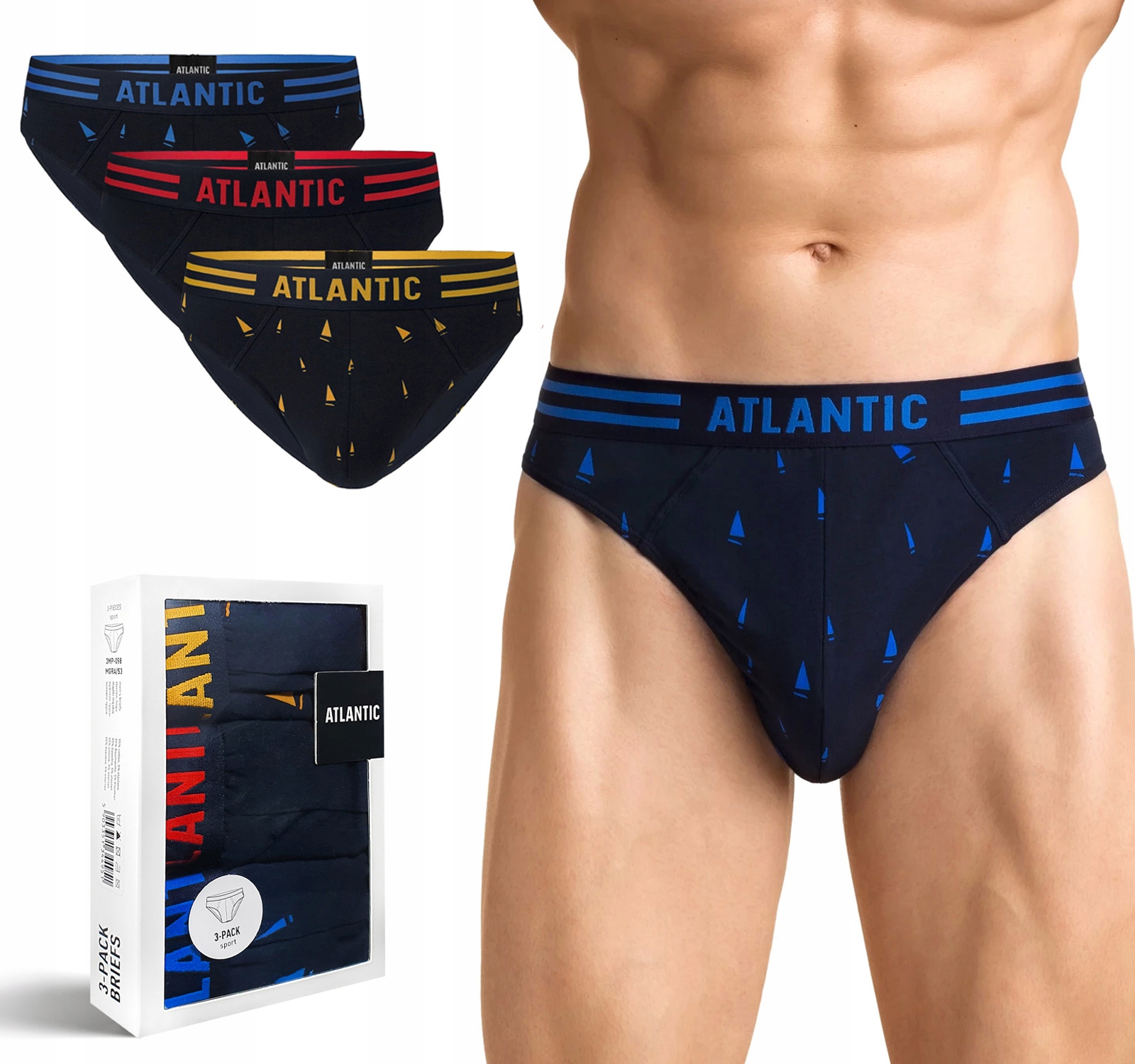 

Slipy męskie Atlantic 3MP-098-GR 3 Pary - M