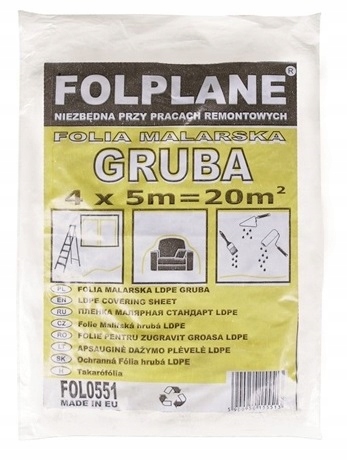

Folia Malarska Ochronna Gruba 0,3KG 18 µm 4x5=20M2