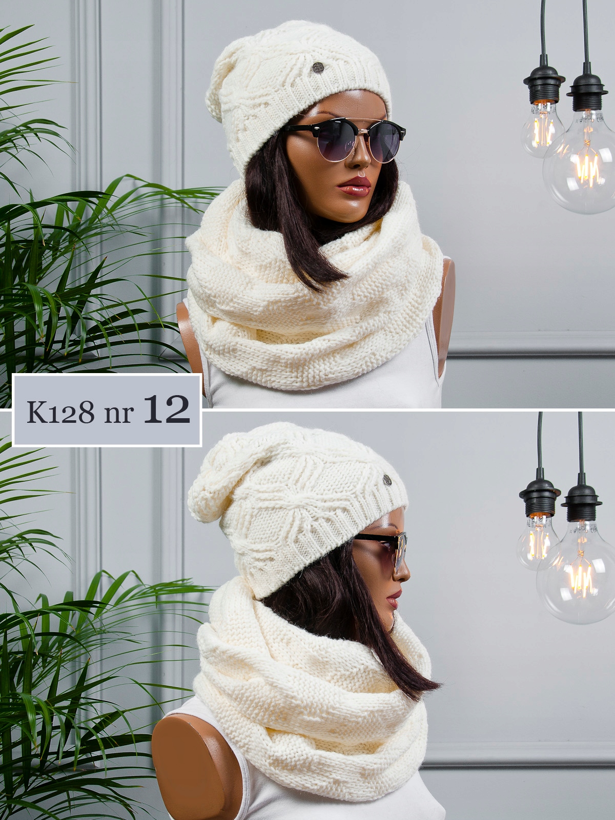 POLSKI Komplet POLAR CZAPKA + KOMIN szalik KOLORY Wzór dominujący bez wzoru