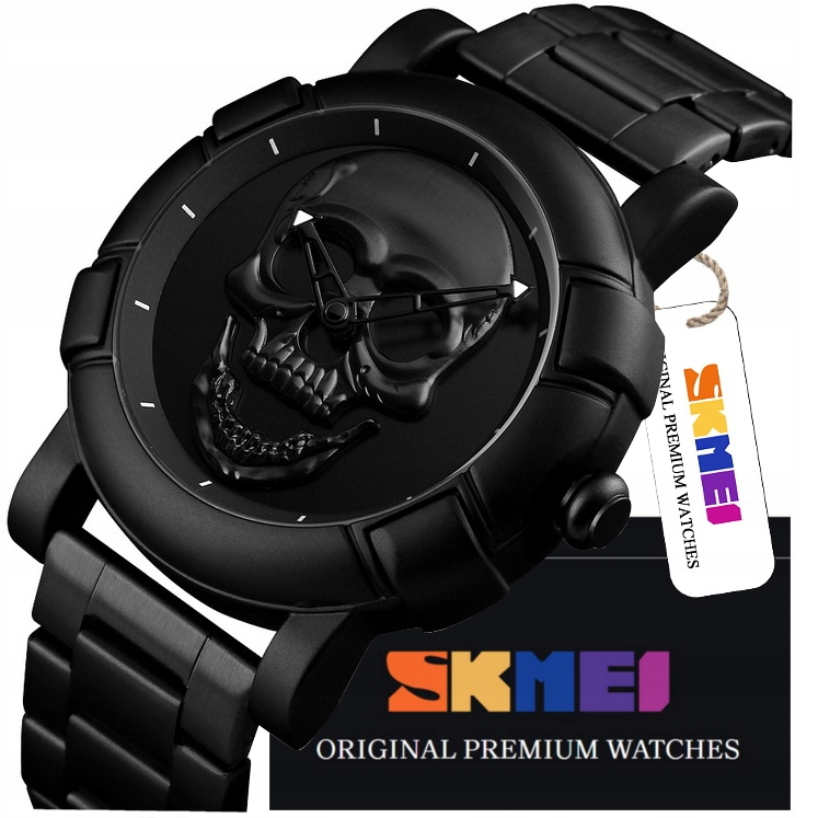 Pánské Pánské Hodinky Skmei Lebka Na Náramku, Černý Kov