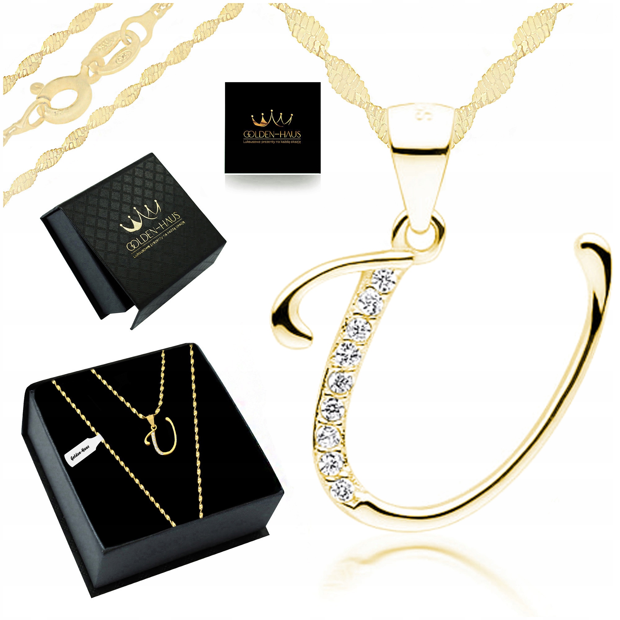 Zlatý Řetízek Dámský Přívěsek Písmenko U 925/585 Dárek Pro Maminku Tetu