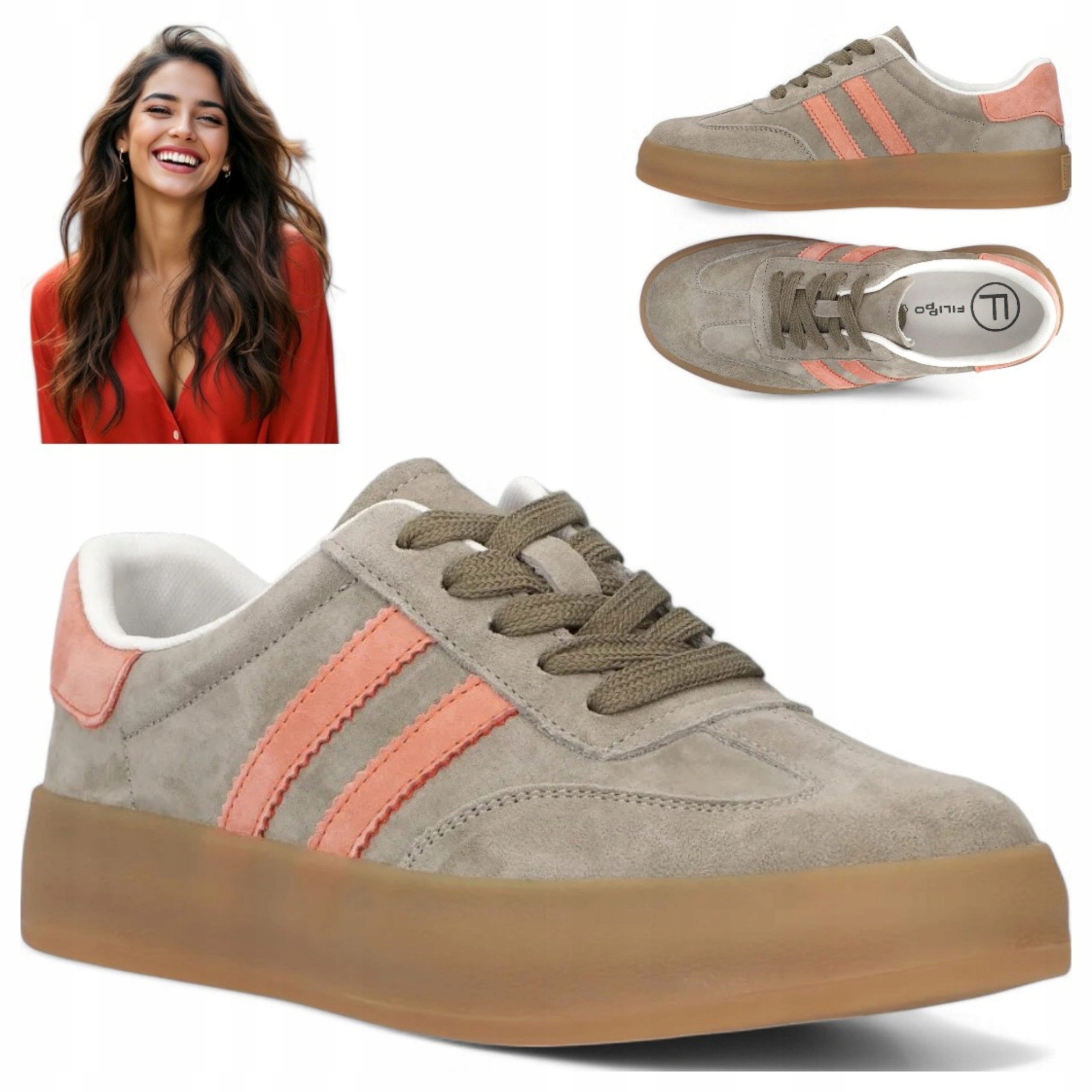 Filippo 38 Dámské tenisky Z Přírodní Kůže Šněrovací semišové polobotky