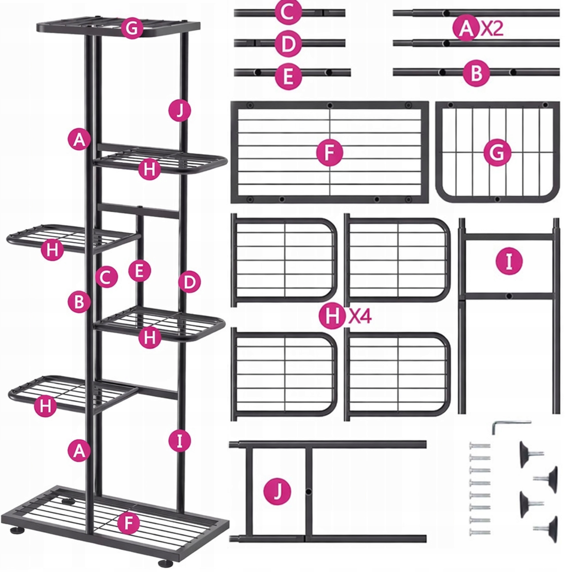 KWIETNIK STOJĄCY METALOWY LOFT CRAFT STOJAK NA KWIATY ROŚLINY PÓŁKI WYSOKI Kod producenta REGAŁ NA ROŚLINY SOLIDNY LOFT 6 PÓŁEK POZIOMY