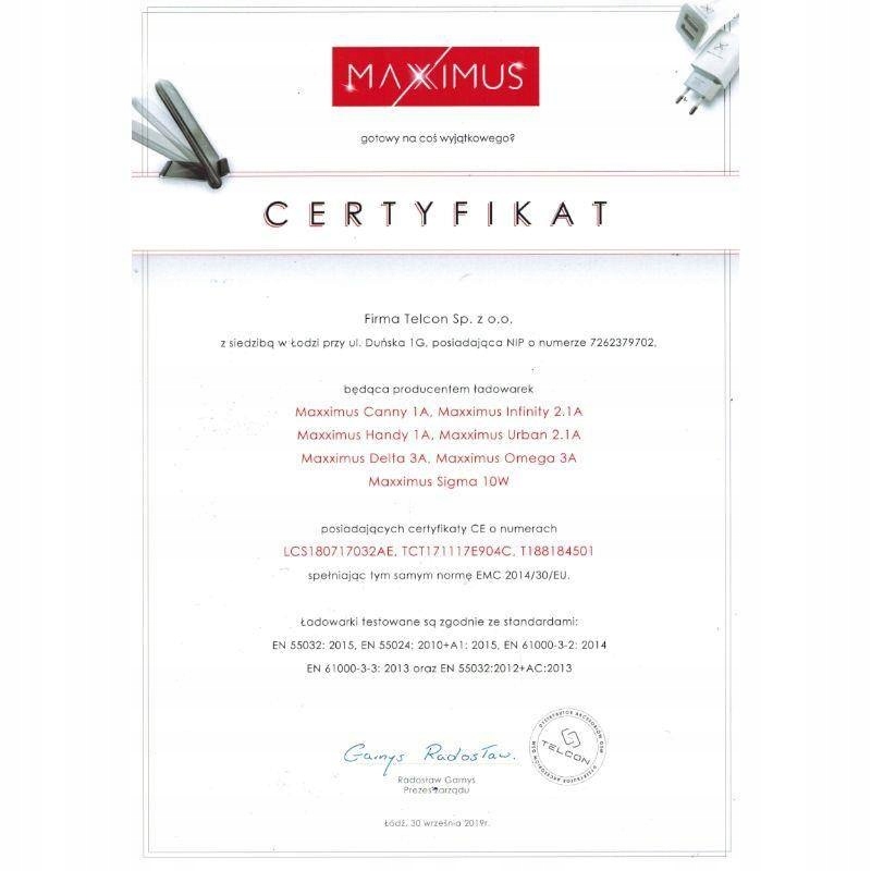 Ład. sam. Maxximus Infinity 2.1A Micro USB, 2xUSB Kod producenta 0000039525