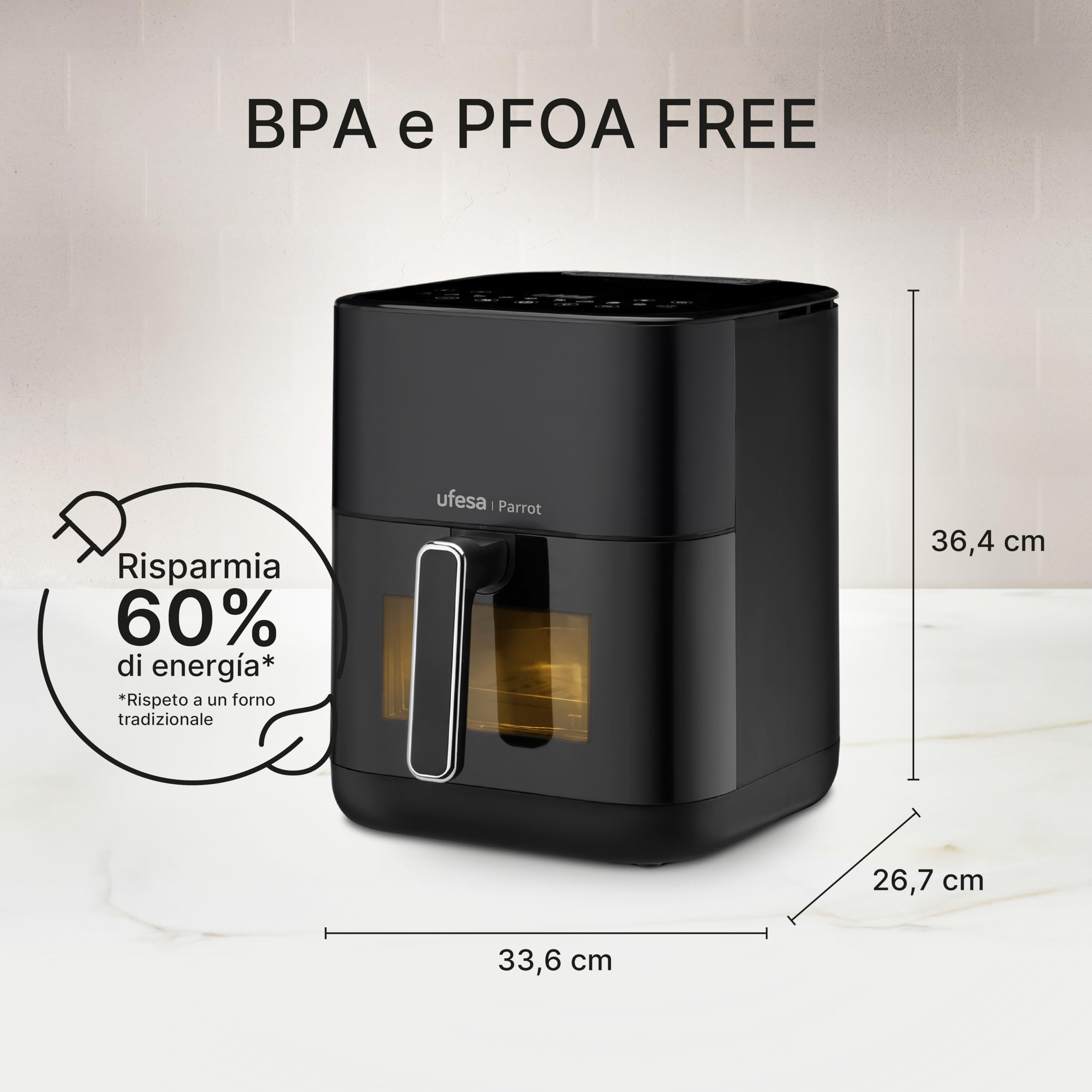 UFESA Parrot Frytkownica Beztłuszczowa 6L 1800W 10 Programów — miniatura 3