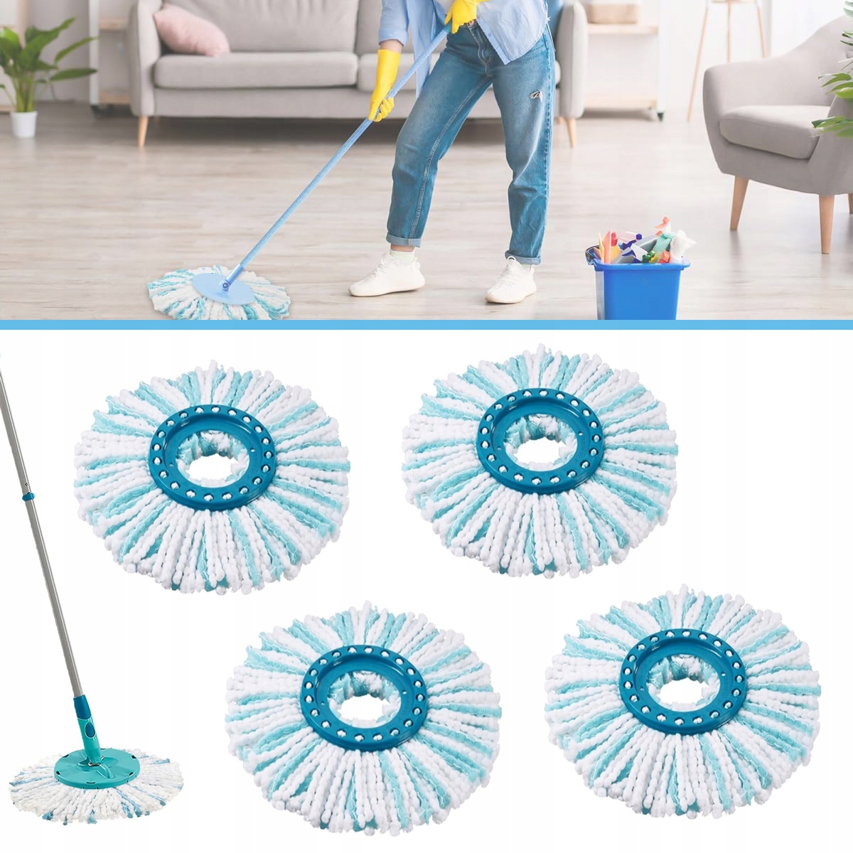 Levně 4 Ks Náhradních Hlavic Pro Leifheit Clean, Náhradní Návlek K Mopu