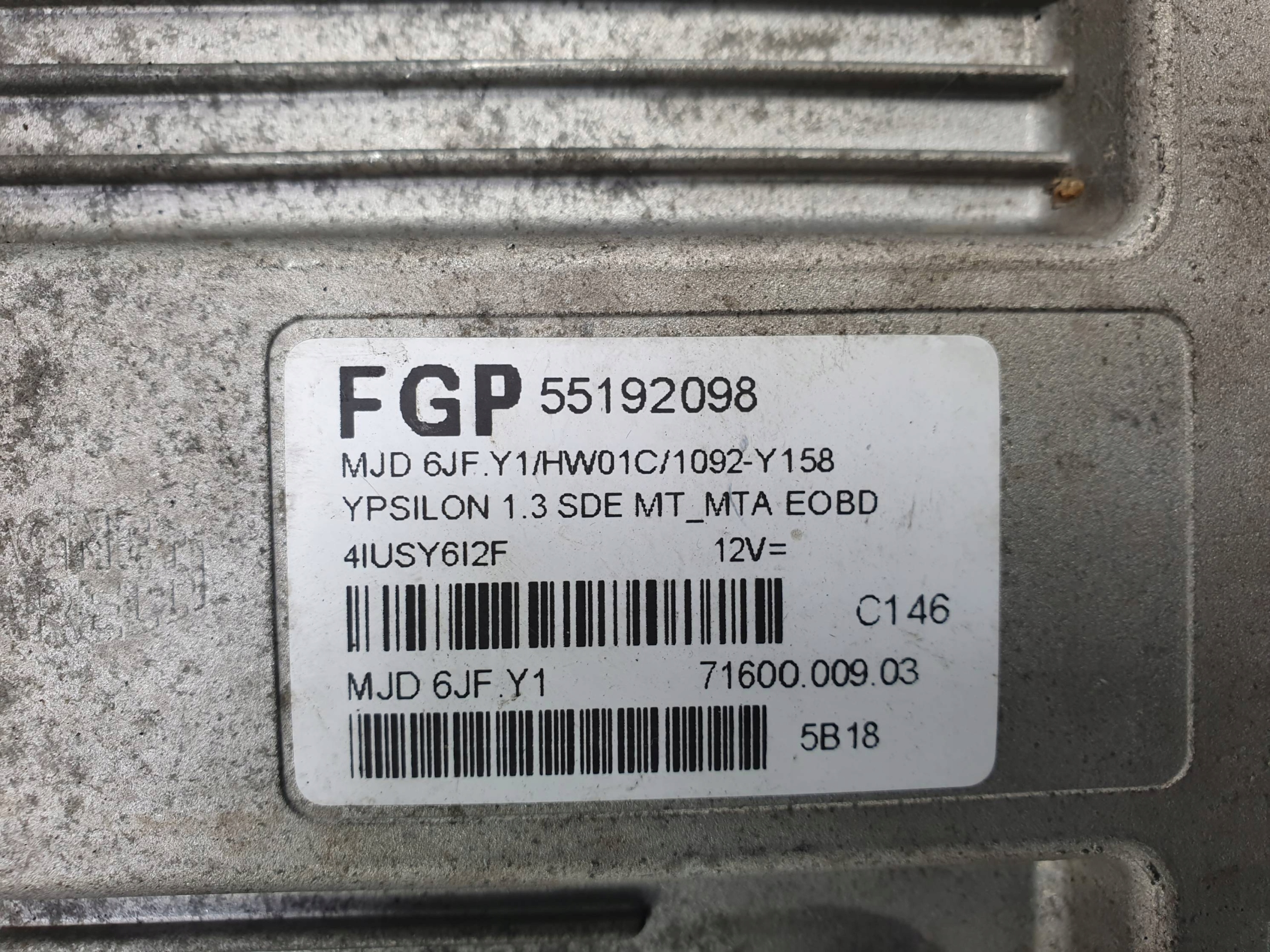 Computer DES MOTORS ECU 55192098 LANCIA YPSILON