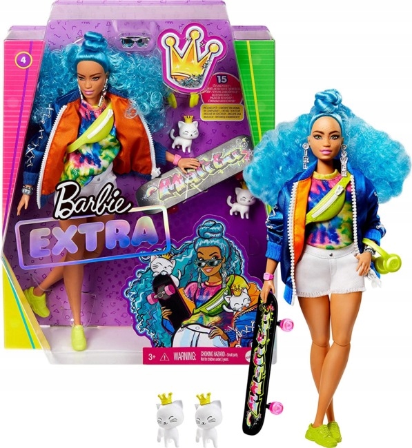 

Barbie Extra Moda Niebieskie kręcone włosy