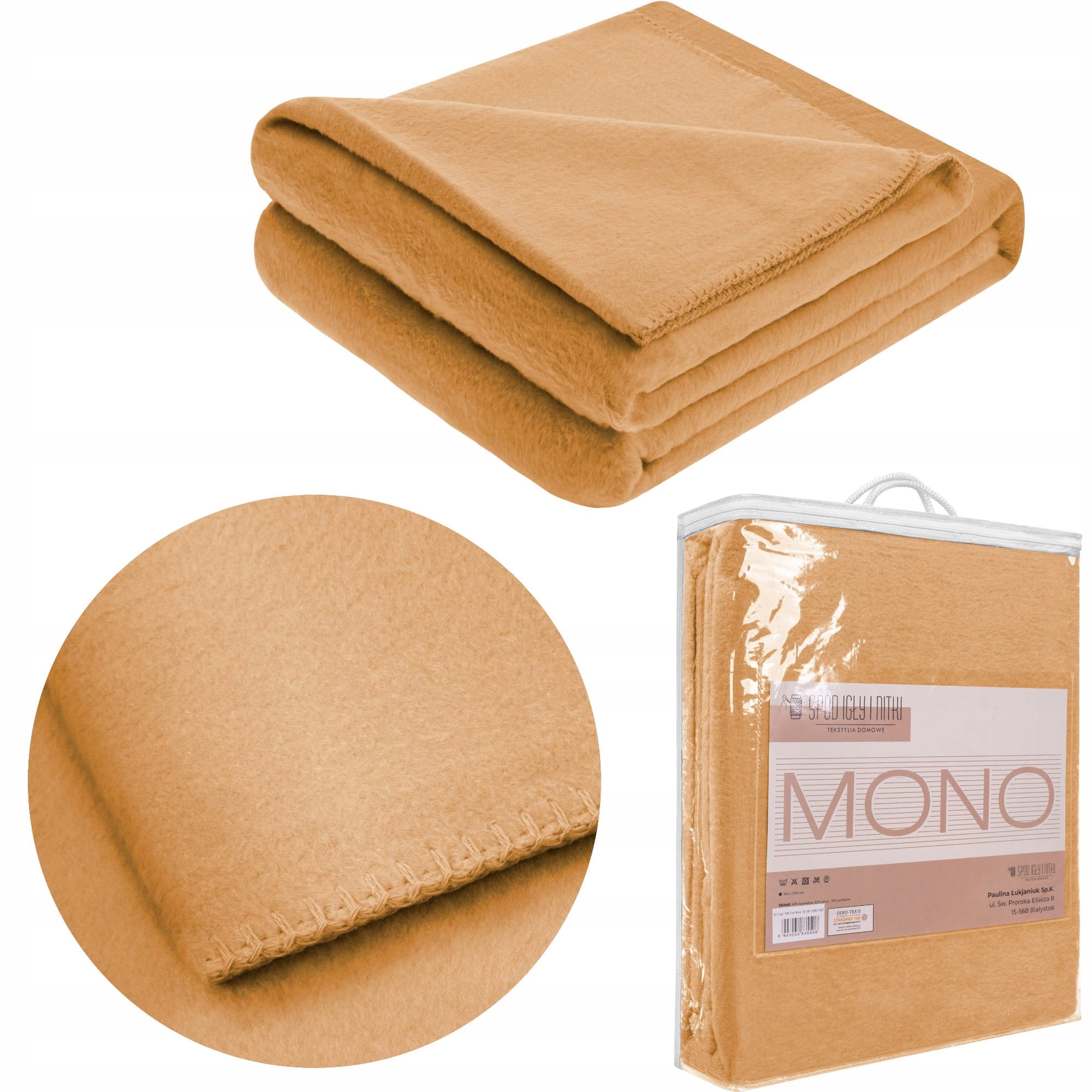 Bavlněno-akrylová deka Mono 150x200 hořčicová