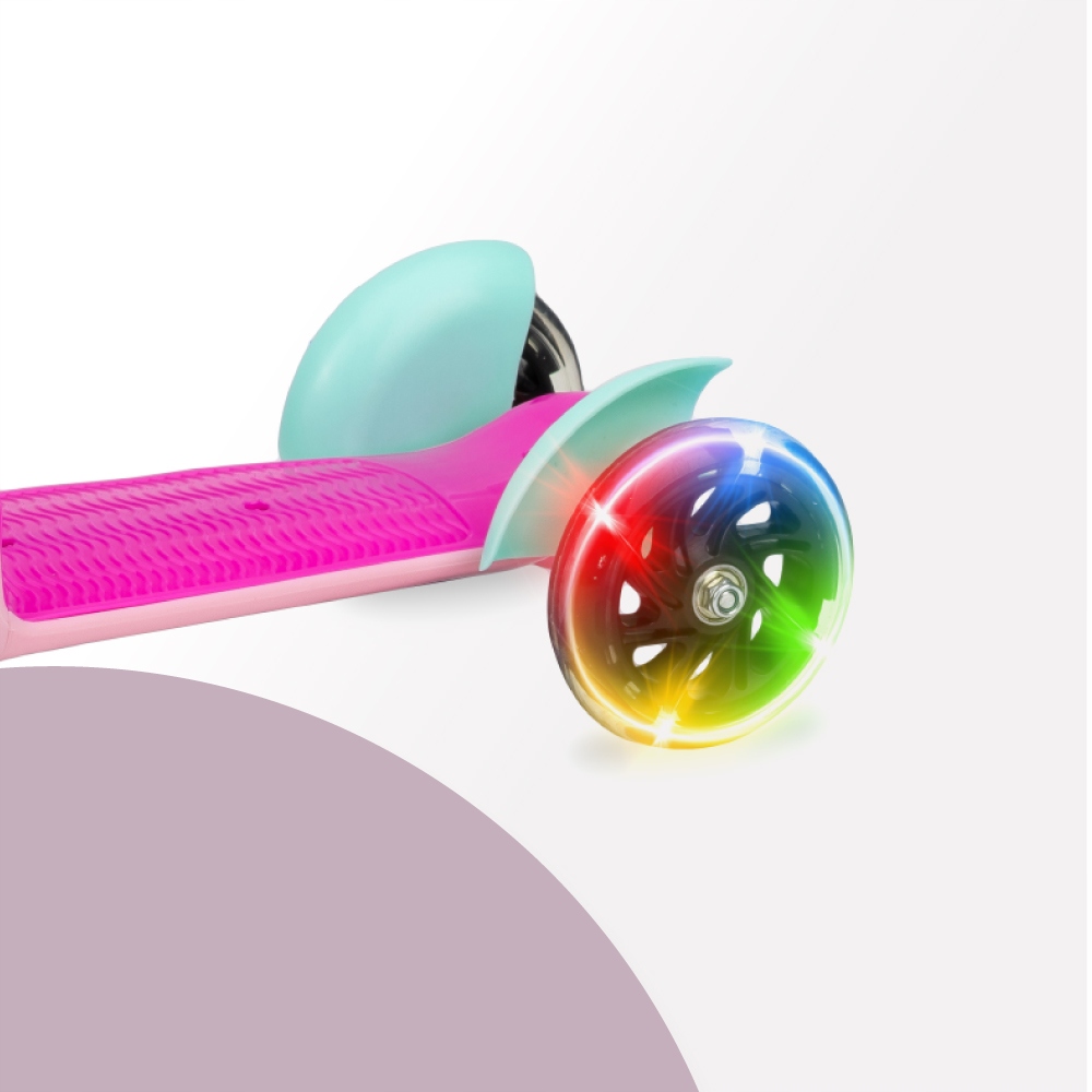 OUTLET MoMi ELIOS 2w1 JEŹDZIK HULAJNOGA TRÓJKOŁOWA LED - różowy Kolor Różowy