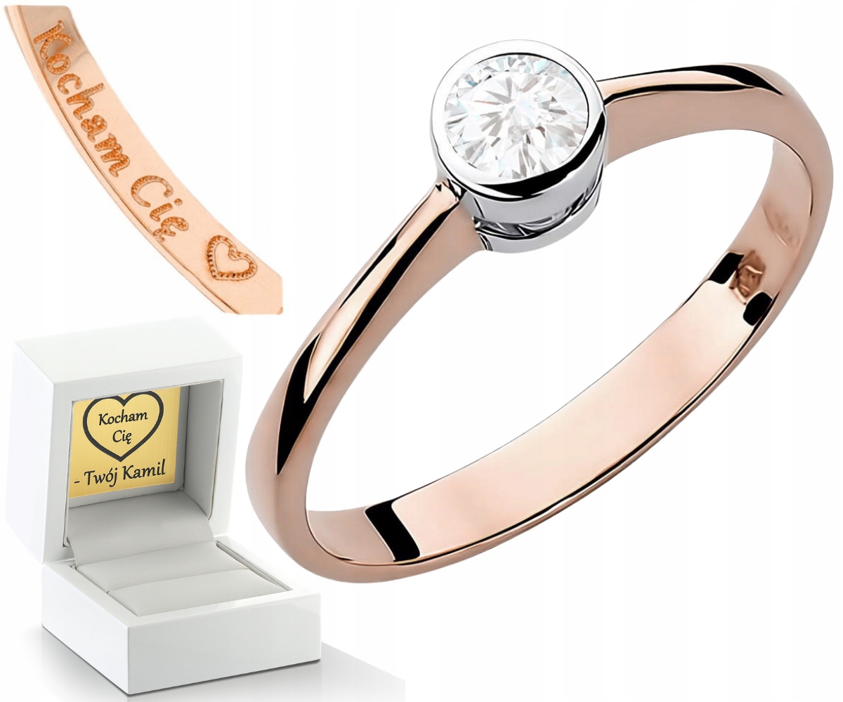 Klasický Prstýnek 0,30 Ct Růžové Zlato Dárek