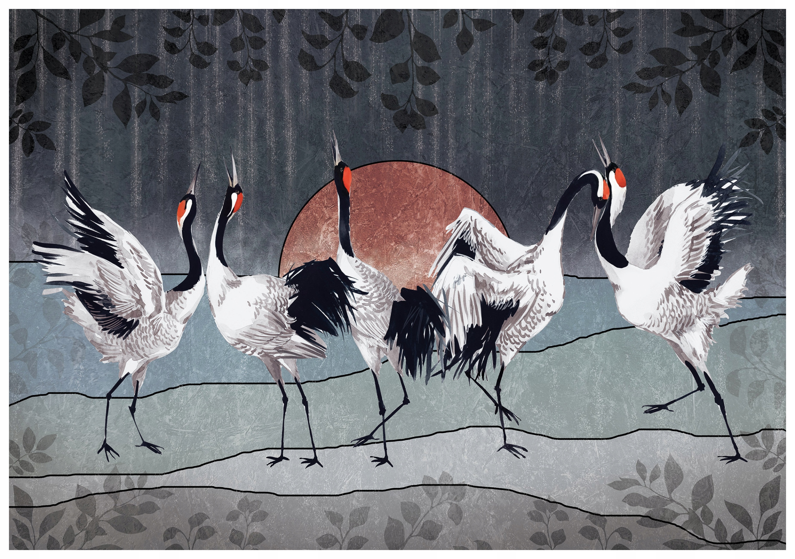 Fototapeta Jeřábi při východu slunce Harmonie Orientu 254x184 lepidlo