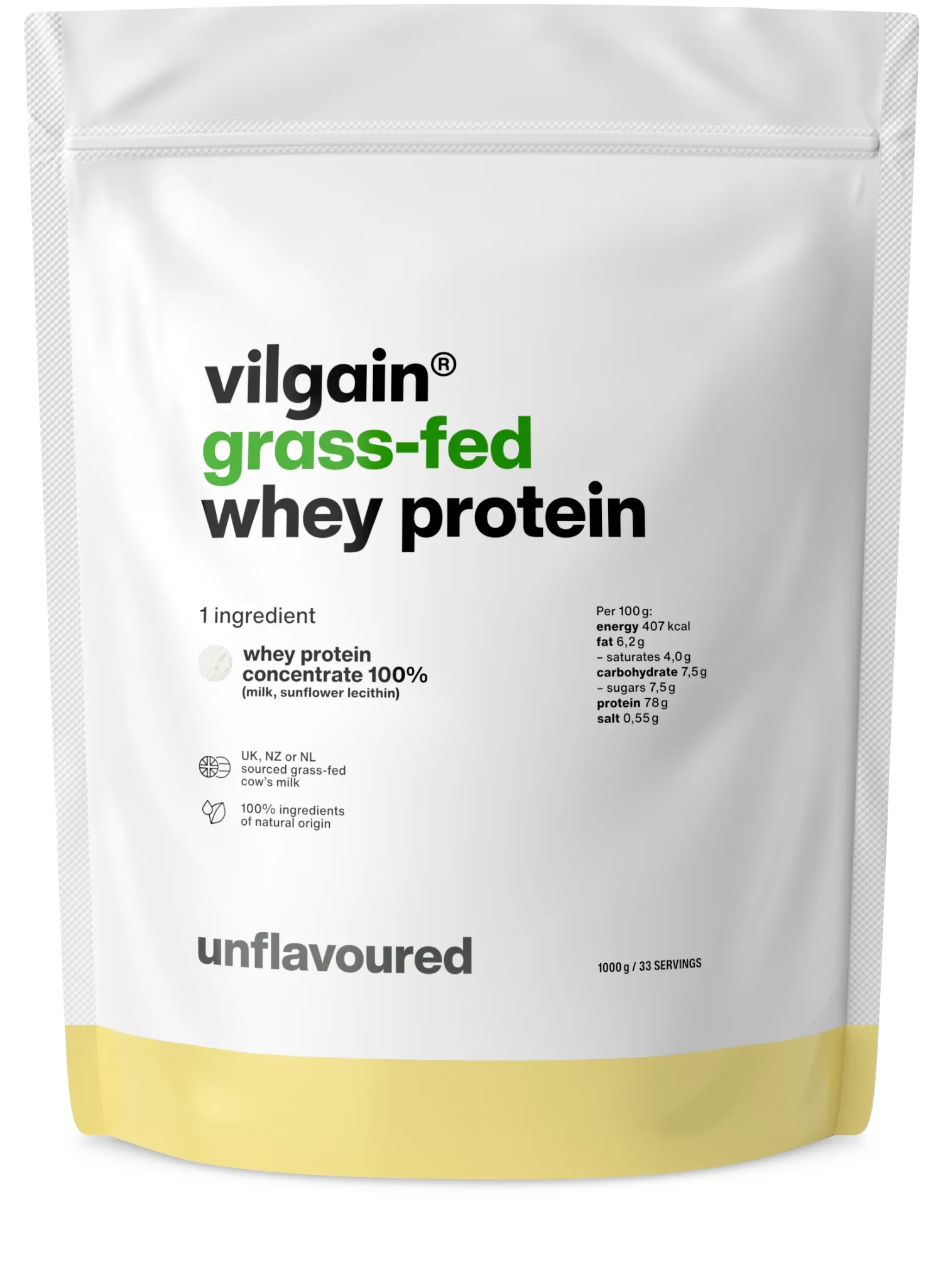 Vilgain Proteinový syrovátkový koncentrát Protein Wpc bez příchuti 1kg