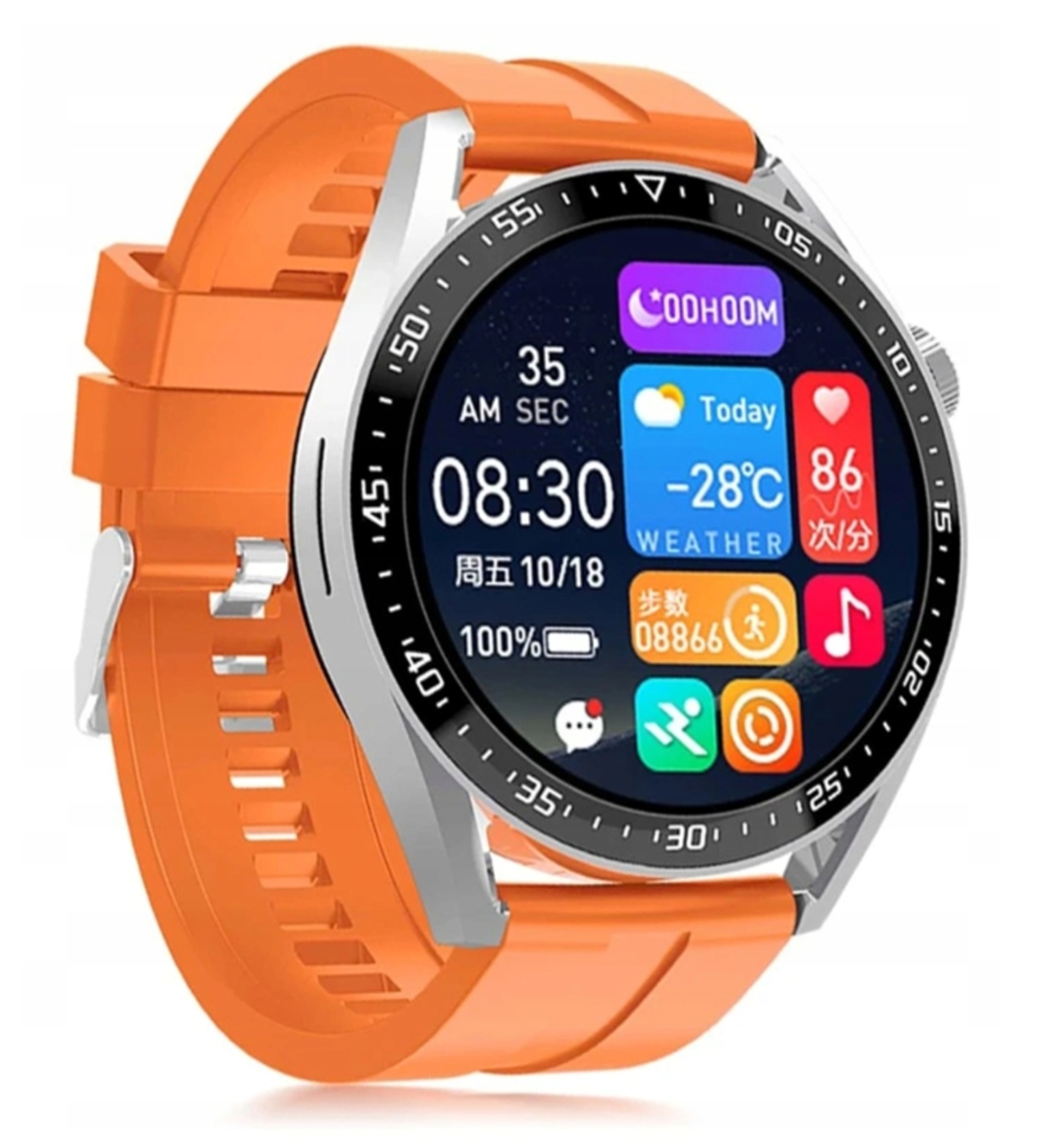 POLSKI SMARTWATCH MĘSKI NFC AMOLED GPS PULSOMETR POGODA FIT TRYBY SPORTOWE Transmisja danych 5G
