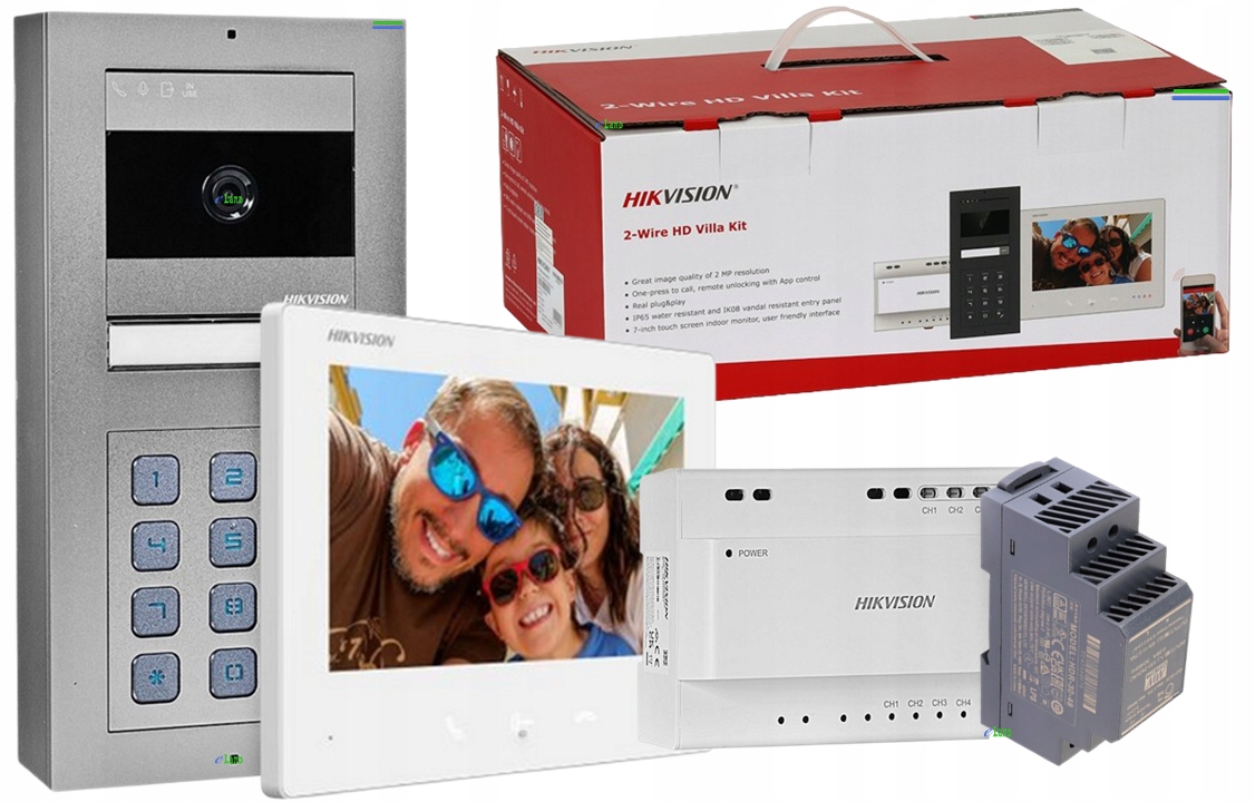 Zestaw Wideomofonowy Hikvision DS-KIS704EY-ACW2 2-żyłowy natynkowy