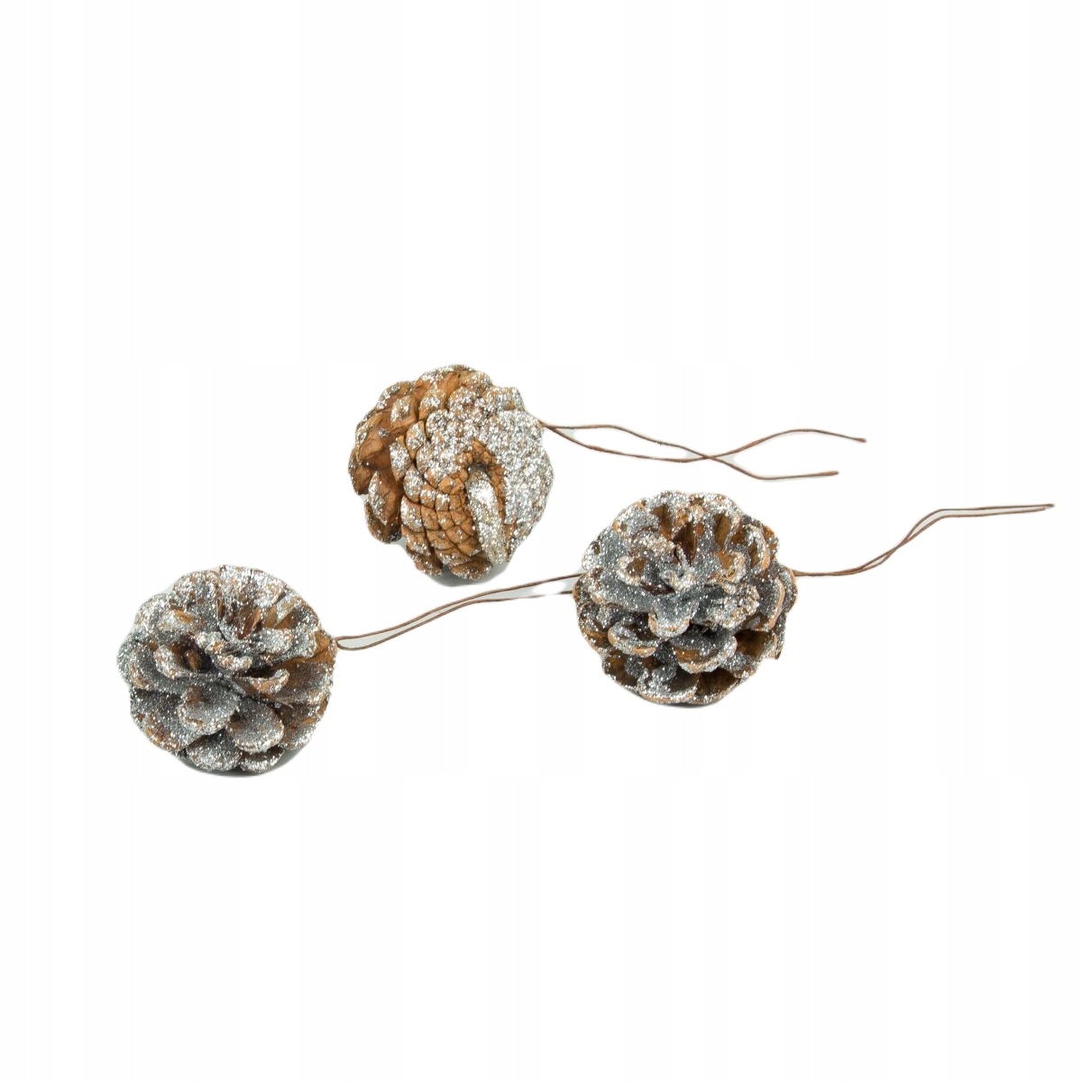 

Szyszka Sosnowa Na Druciku Zestaw 12 Szt Srebrne