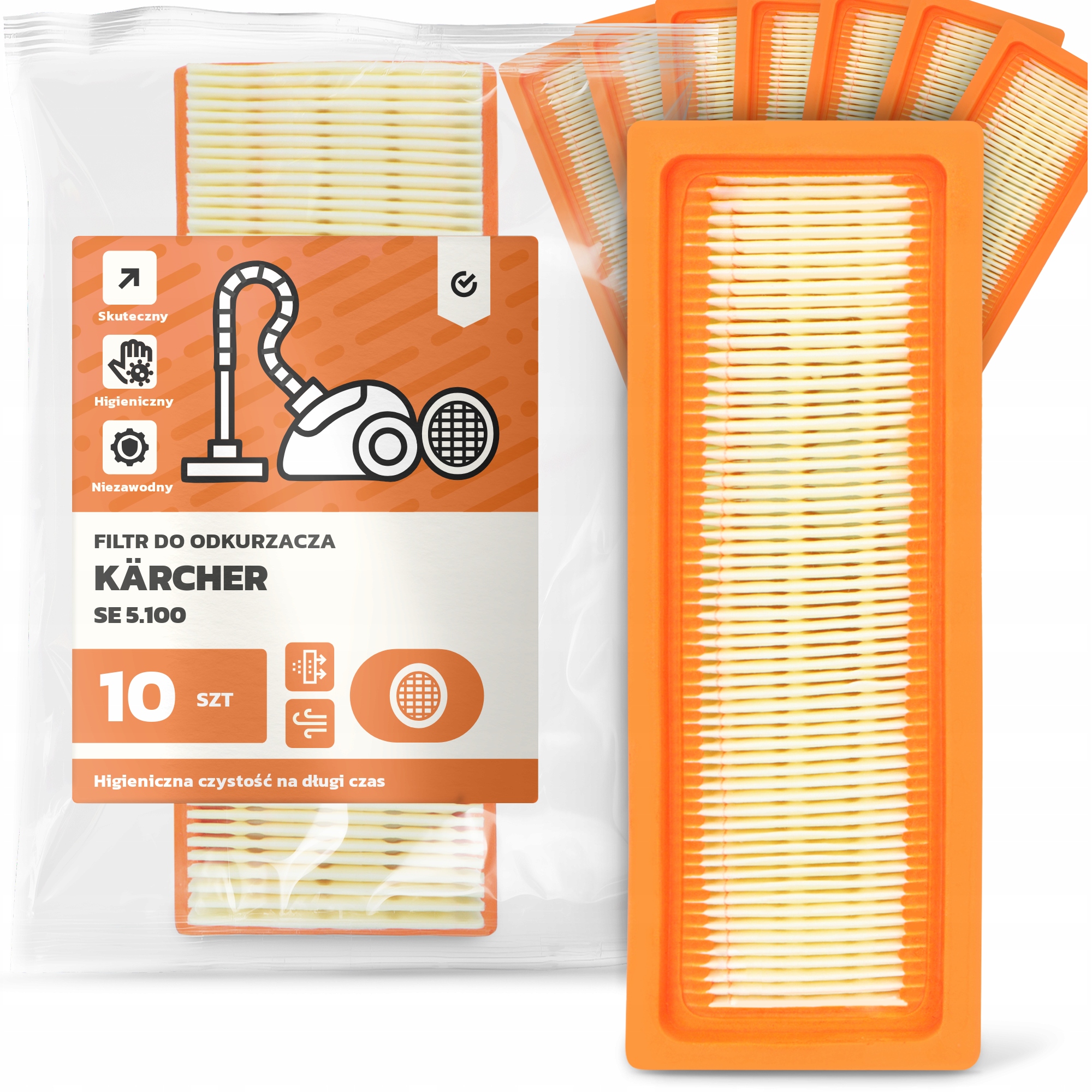 10 x Vzduchový Filtr Pro Vysavač Kärcher Se 5.100 Omyvatelný Výkonný Em-w