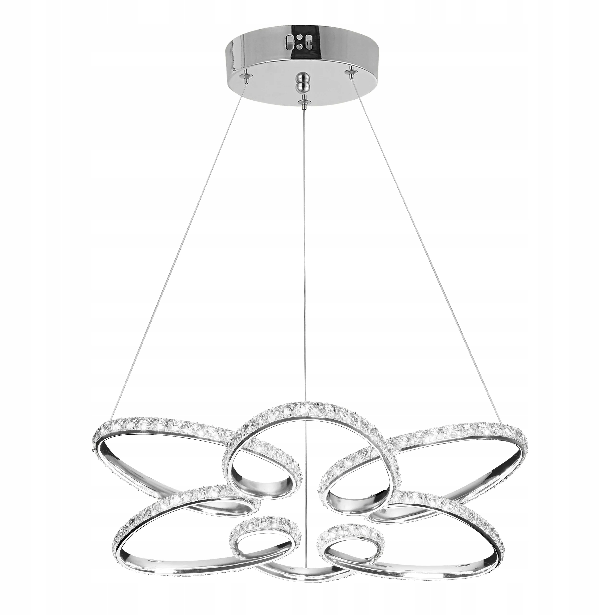 Závěsná Led Lampa Chrom Křišťálová Glamour Květina Elegantní Hvězda 54 CM