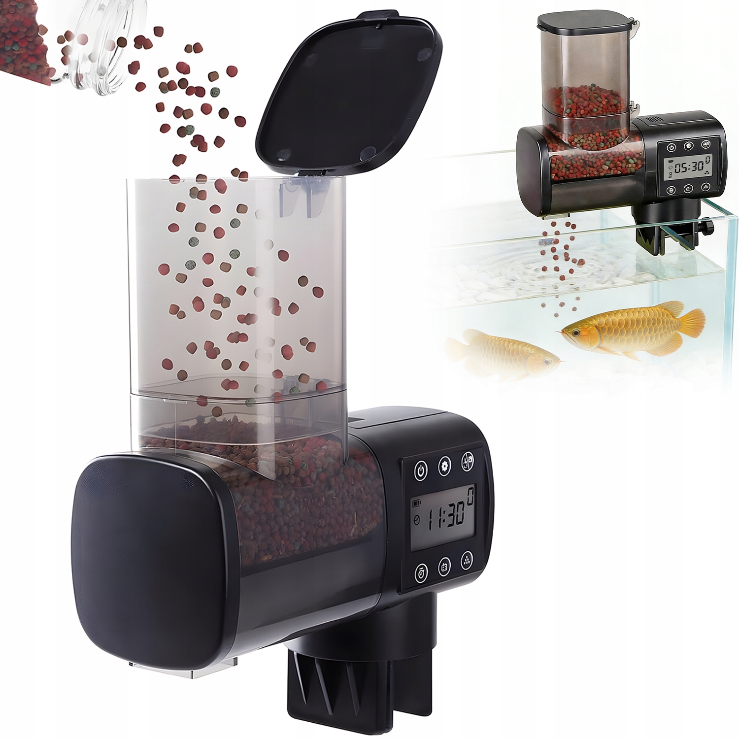 Levně Podavač Krmiva 500 ML LCD Pro Ryby S Funkcí Automatického Krmení