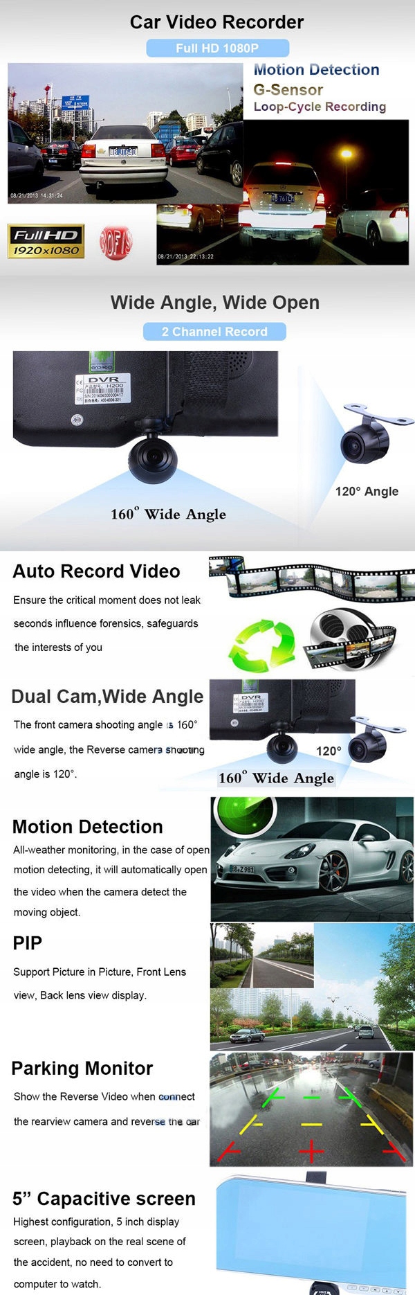 LUSTERKO NAWIGACJA GPS 5 MAPA ANDROID DVR KAMERA Brand other